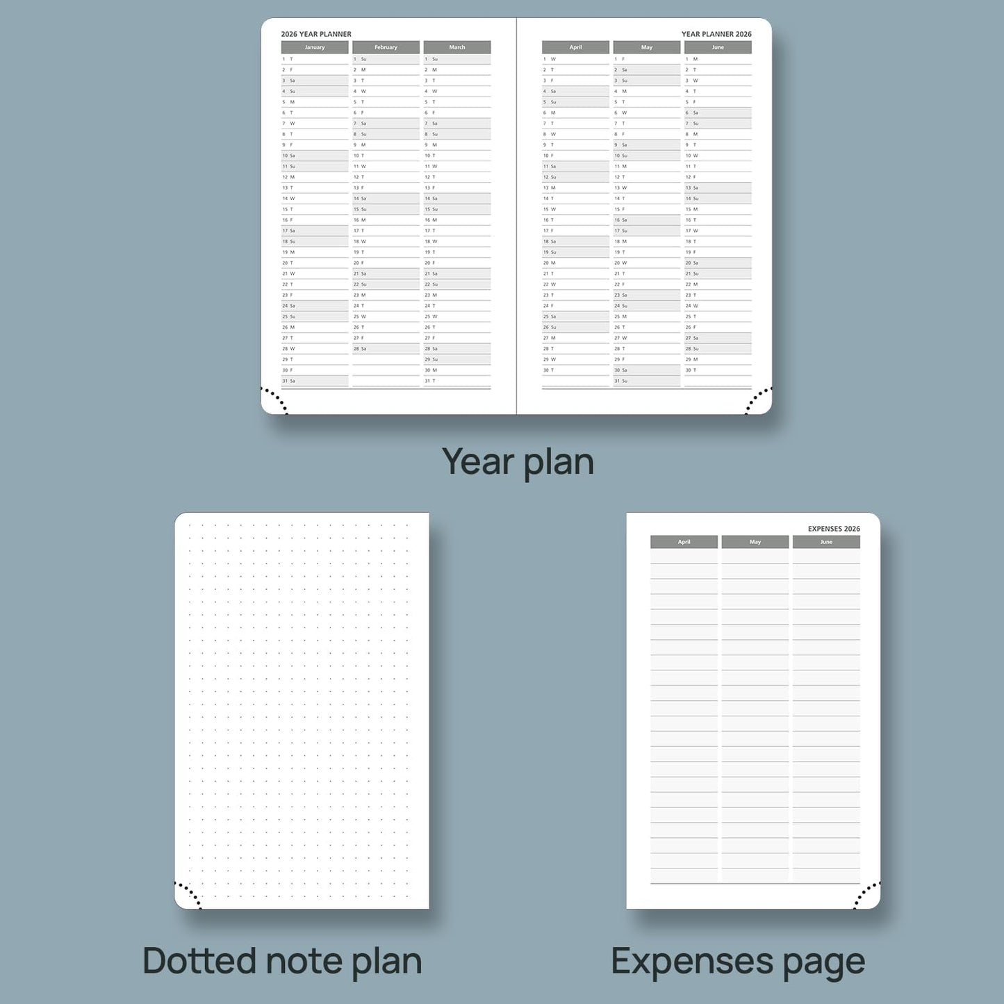 POPRUN 2026 Planner (Pocket Size 4''x 6.25'' Hardcover) - Small Calendar for Purse with Hourly Schedule & Vertical Weekly Layout, Monthly Calendars, 100 GSM - Violet