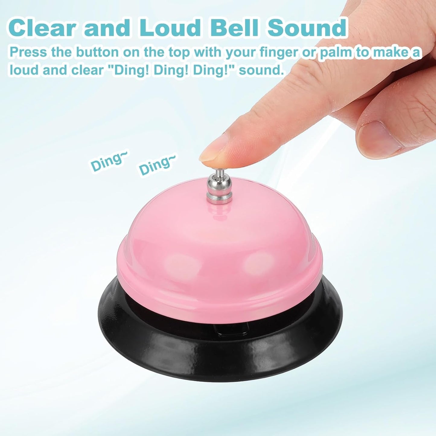 uxcell Desk Service Call Bell, 3.35 Inch Metal Dinner Service Bell Ring for Hotel Restaurant Reception Area and Wedding Party Events, Light Pink