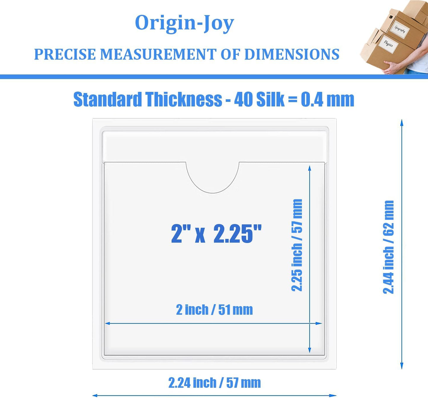 Origin-Joy 35 PCS Self Adhesive Index Card Pockets with Top Open, Clear Plastic Label Holder for Notes, Library and Business, Adhesive Label Pockets & Card Holder (2 x 2.25 inch)