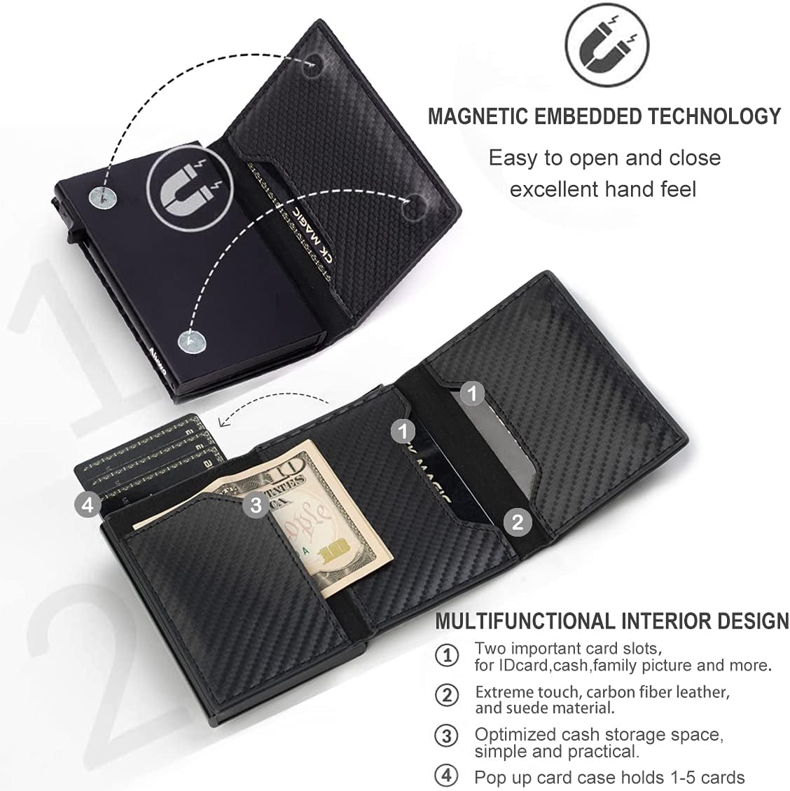 Aiuwo Airtag Wallet for Men,Mens Wallet Card Holder,Smart,Slim,Minimalist Wallet,Credit Cards Holder RFID Blocking Wallet (Airtag Wallet, Carbon Fiber)
