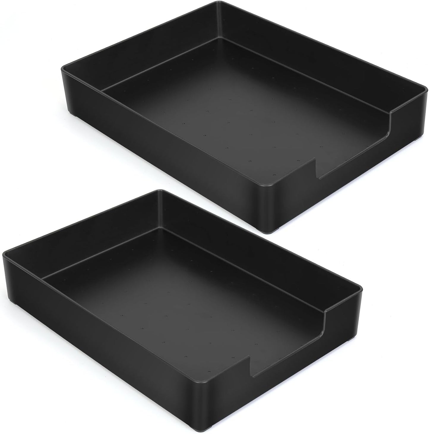 Letter-Size Tray, 2PCS Plastic Stackable A4 Paper Tray, Desk Drawer Organizer, Multi-use Large Storage Basket for Office Home Supplies,13 x 9.6 inch
