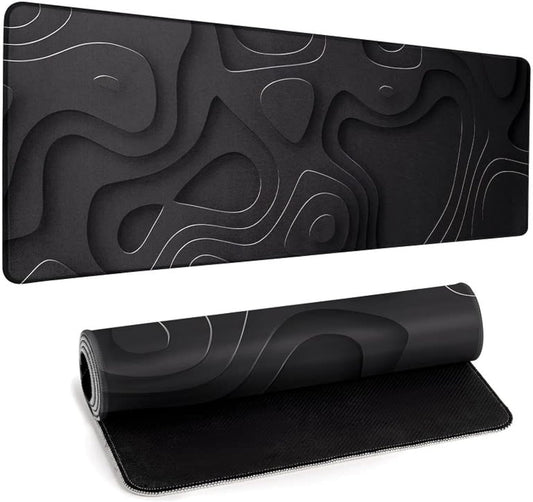 Large Anime Gaming Mouse Pad Black Solid Geometry Desk Pad Computer Keyboard Mat Non-Slip Rubber Base Office Decor Waterproof Mouse Mat