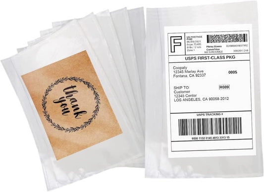 Shipping Labels Sleeves, Packing Slip Envelope Pouches 7.5" x 5.5" Packing List Mailing Envelopes with Clear Self-Adhesive (200 Pack)