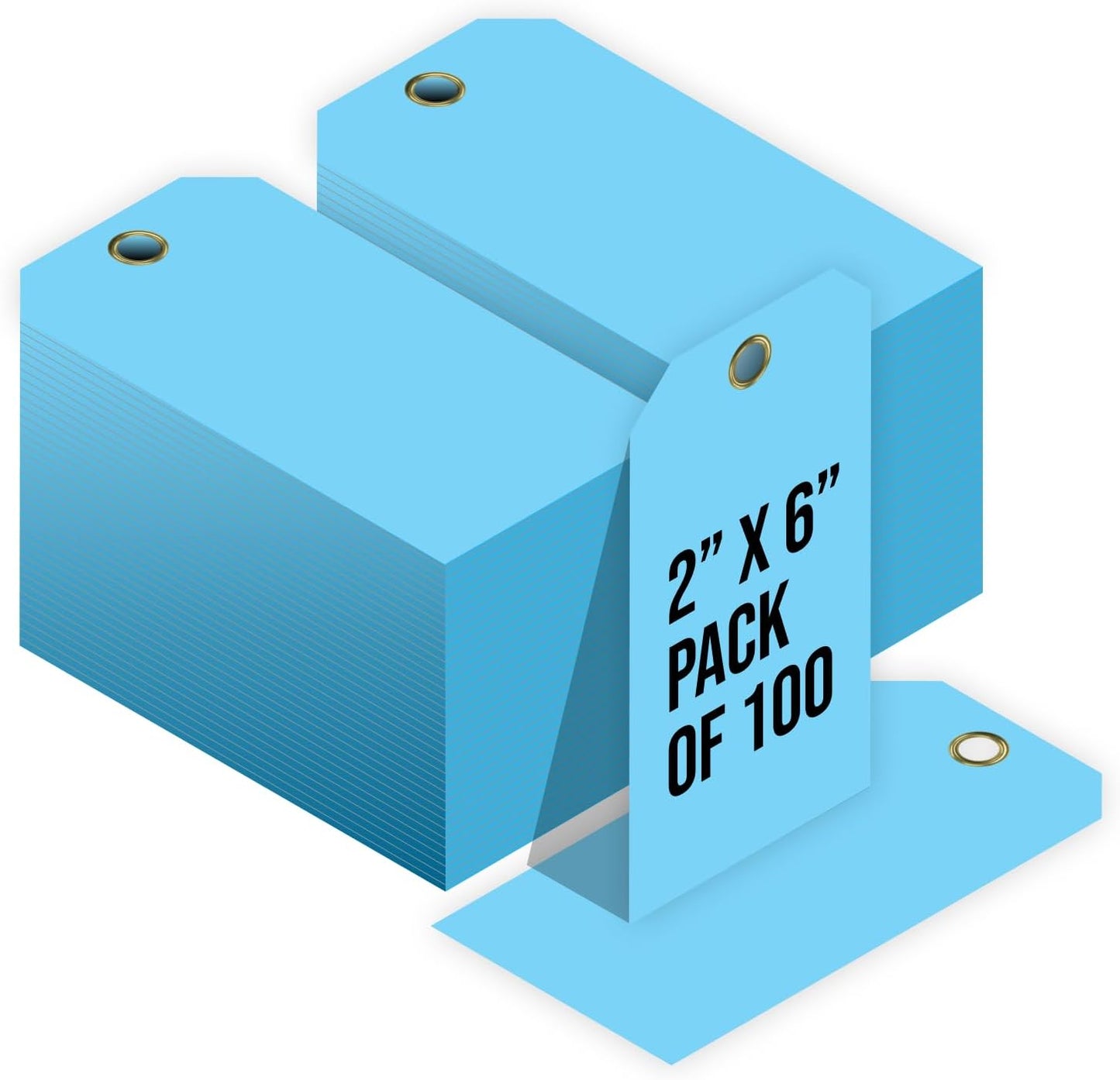 Tags 4 Less 15 Mil Waterproof Plastic Tags, Pack of 100 – 2” x 4” Heavy Duty Plastic Tags for Labeling, Outdoor Tagging, Equipment Labeling, Luggage, Valves & More (Light Blue)
