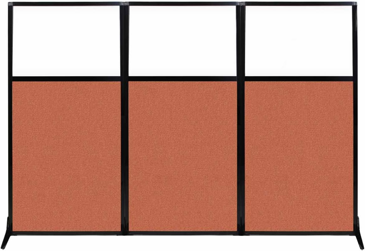 Versare Workstation Partition | Portable Wall Divider | Modern Office Cubicle | Free Standing Privacy Screen | Flexible Work Space | 99" x 70" W/Window, Papaya Fabric Panels