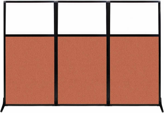 Versare Workstation Partition | Portable Wall Divider | Modern Office Cubicle | Free Standing Privacy Screen | Flexible Work Space | 99" x 70" W/Window, Papaya Fabric Panels