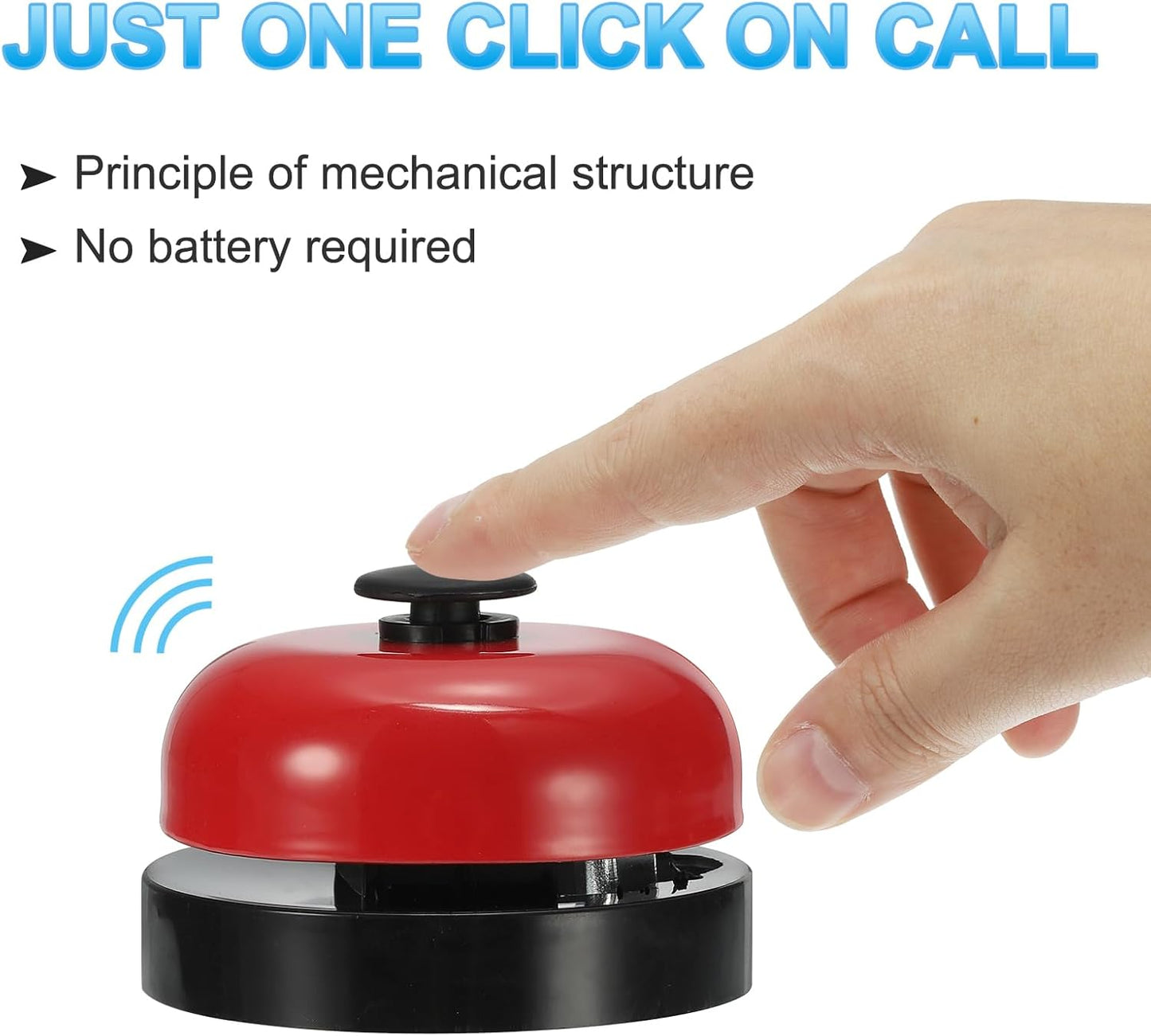 PATIKIL 4 Pcs Desk Call Bell 2.5" Dia with Metal Anti-Rust Construction Black/Red