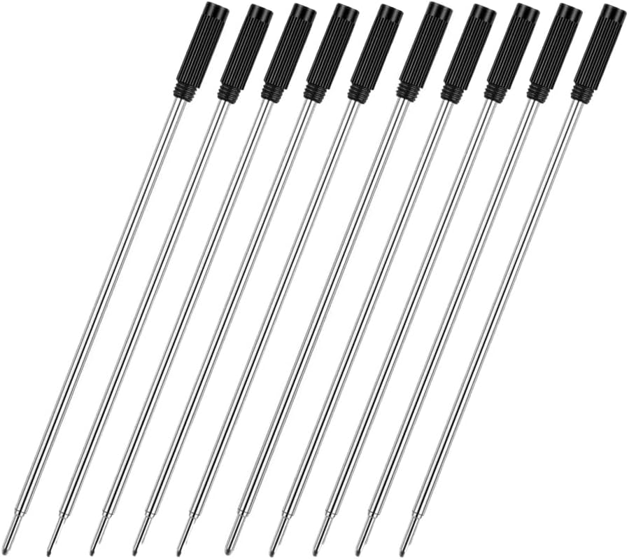 MengRan 4.5'' Ballpoint Ink Pen Refills for Twist Pens,1mm Medium Tip, Compatible with Cross Pen Refills (8513)(10 Pcs Black Ink)