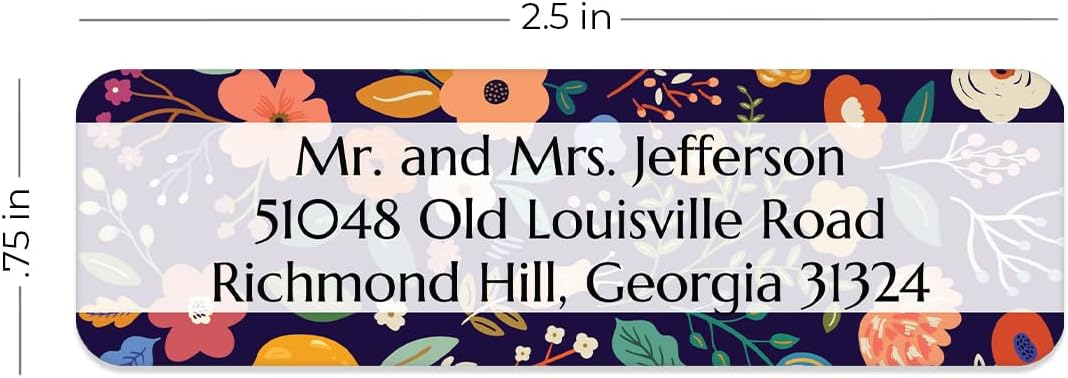 Multicolored Floral Print Rolled Address Labels / 500 Personalized Return Address Labels/Designer Address Stickers in Elegant Plastic Dispenser