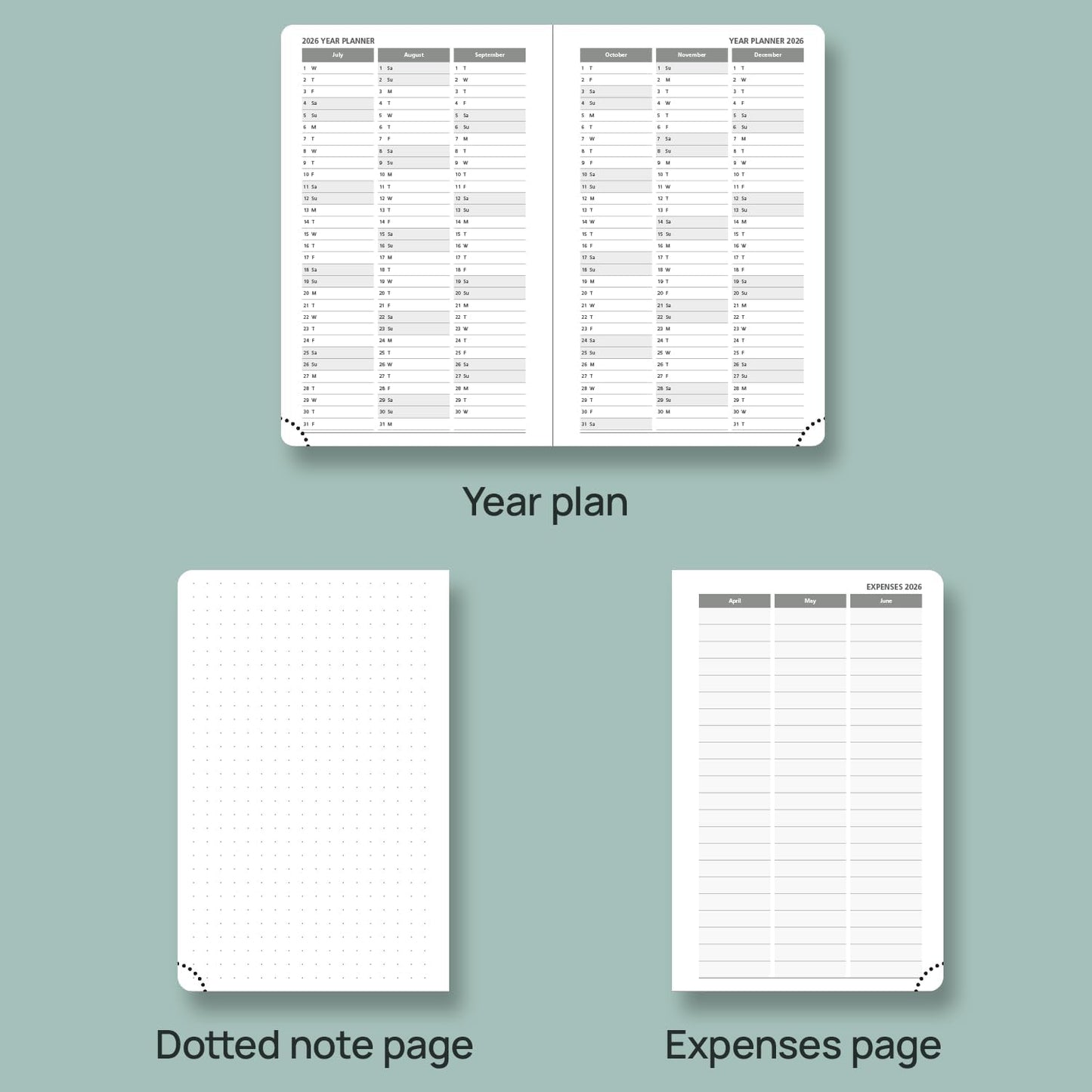 POPRUN Pocket Planner 2025-2026, (Purse Size 4''x 6.25'' Hard Cover) Academic Year Calendar Daily Weekly and Monthly (July 25-June 26) with Hourly Time Slots, 100 GSM Paper - Light Pink