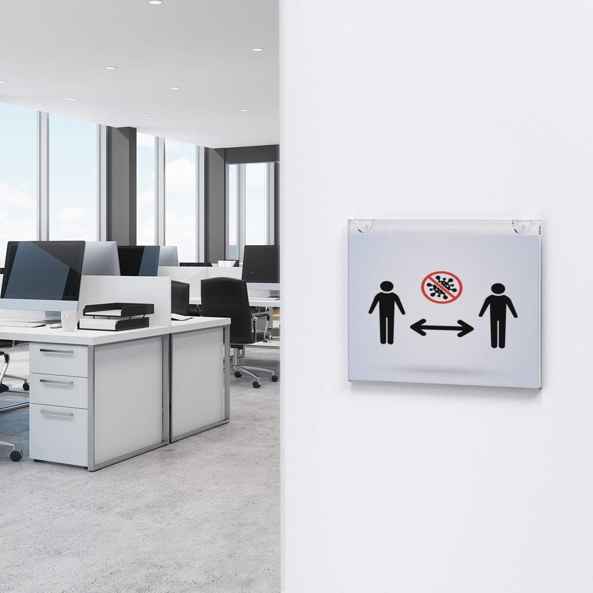 HIIMIEI Acrylic Wall Mount Sign Holder 8.5 x 11 Inches Horizontal 6 Pack, Clear Paper Document Holder, Wall Mount Ad Frame with 3m Tape Adhesives & Screws