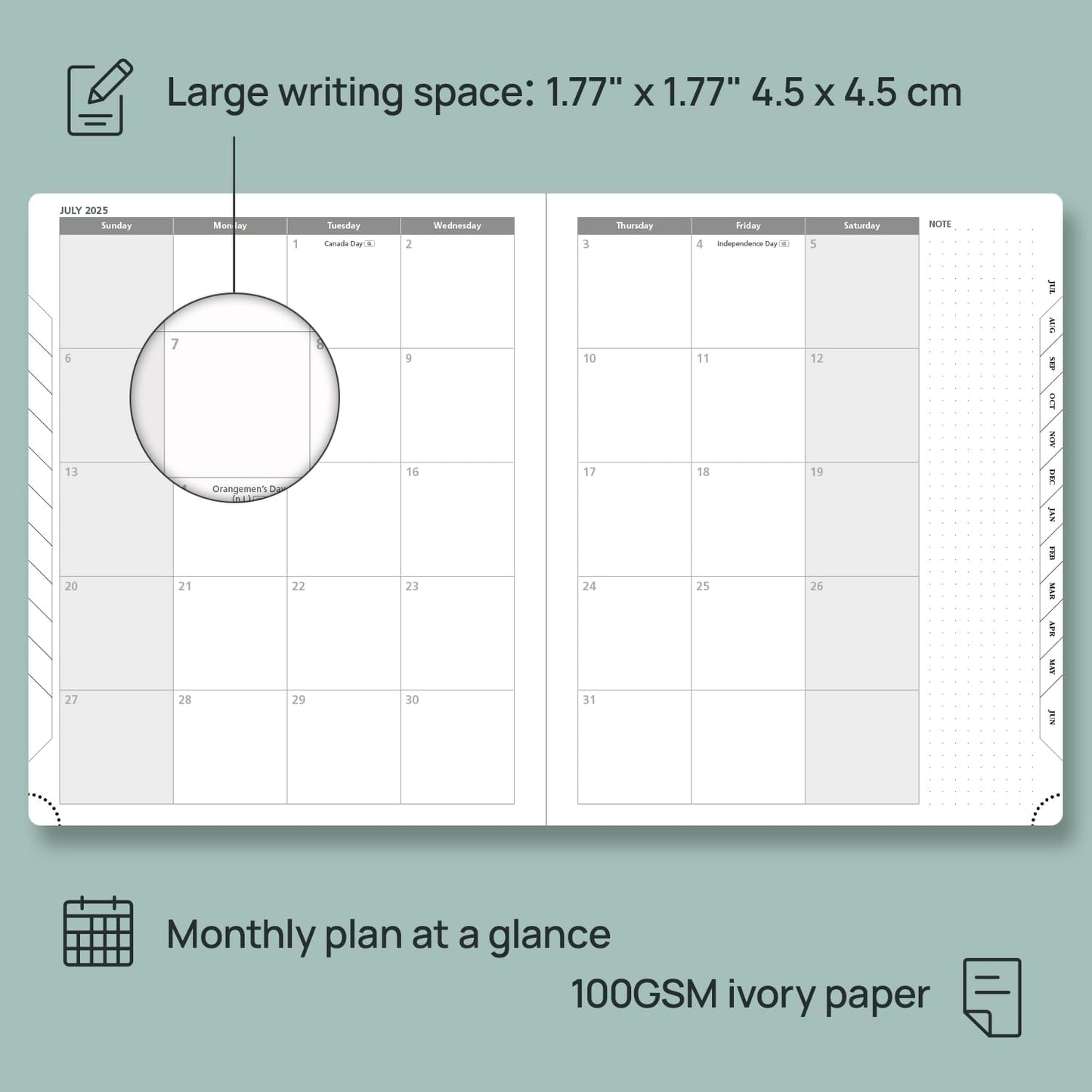 POPRUN Planner 2025-2026, (Large 8.5'' x 10.5'' Hard Cover) Academic Calendar (July 25-June 26) Daily Weekly and Monthly Appointment Book with Hourly Time Slots, Monthly Tabs, 100 GSM - Orange