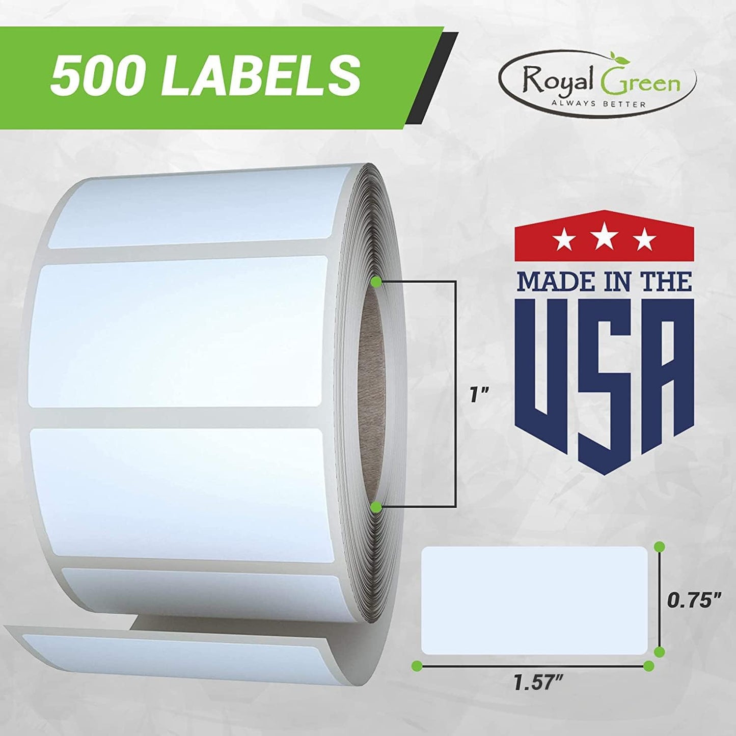 Royal Green Rectangular Color Coding Sticker Roll - Write On Labels for Folders, Organizing & More, 1.57" x 0.75" Stickers to Write On Name Tags for Office Supplies & Organization, 500-Pack (Yellow).