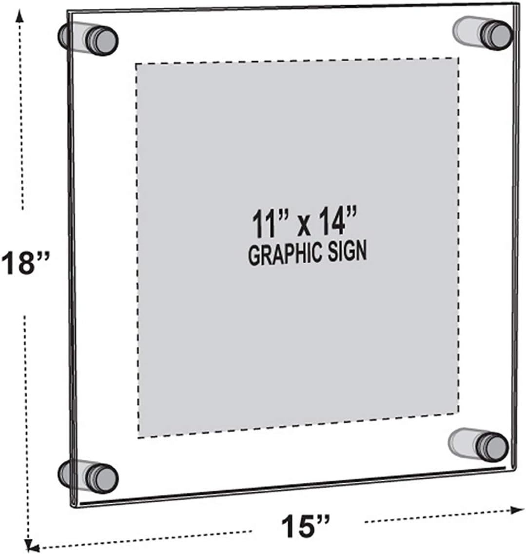 Azar Displays 105510 Standoff Sign Holder, 11" W x 14" H, Clear