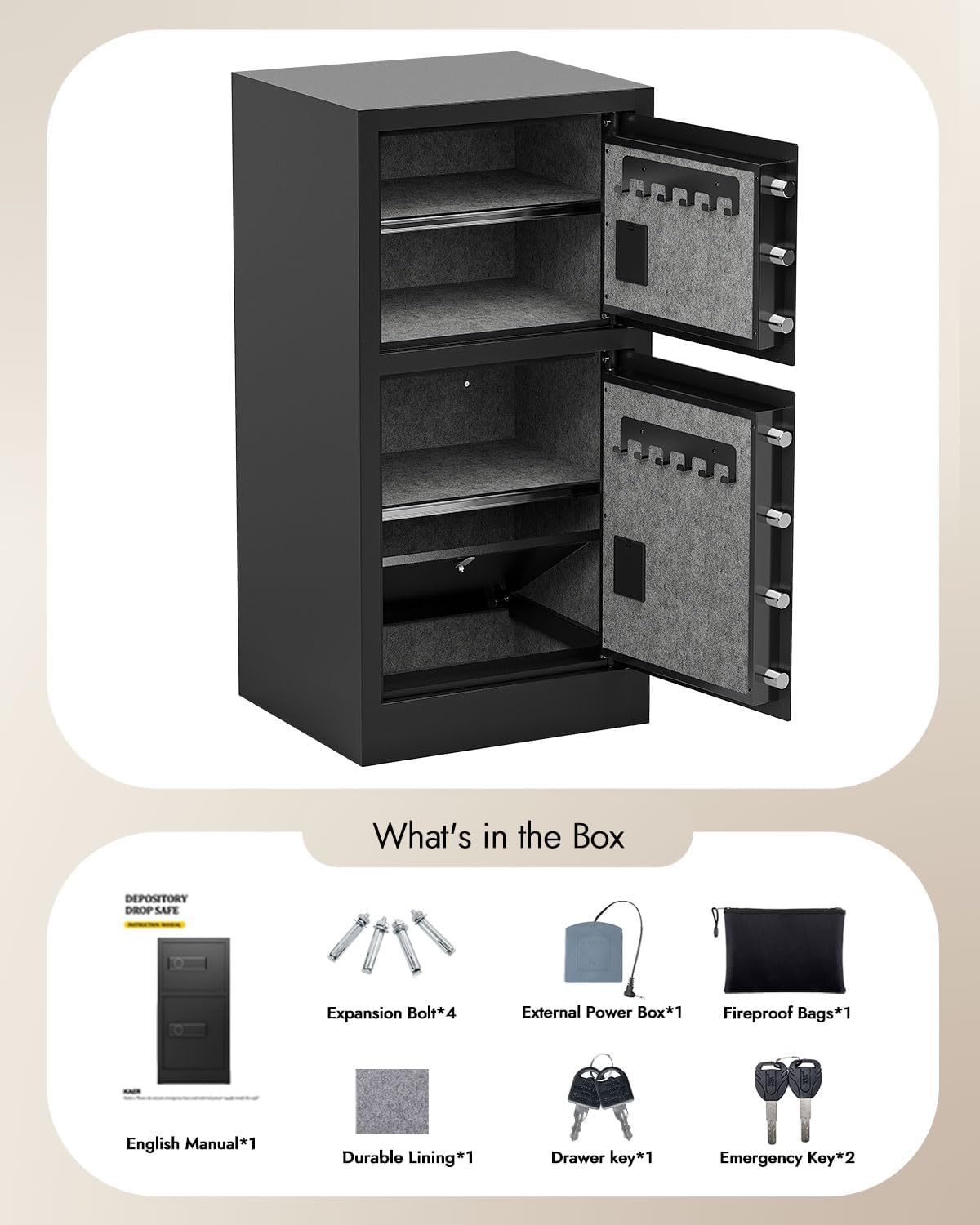 8.6 Cu Ft Safe Box Extra Large Heavy Duty Double Door Home Safe Fireproof and Waterproof Bag Security Safes with Removable Shelves Digital Safes with Hidden Lock Box for Money Files Medicines