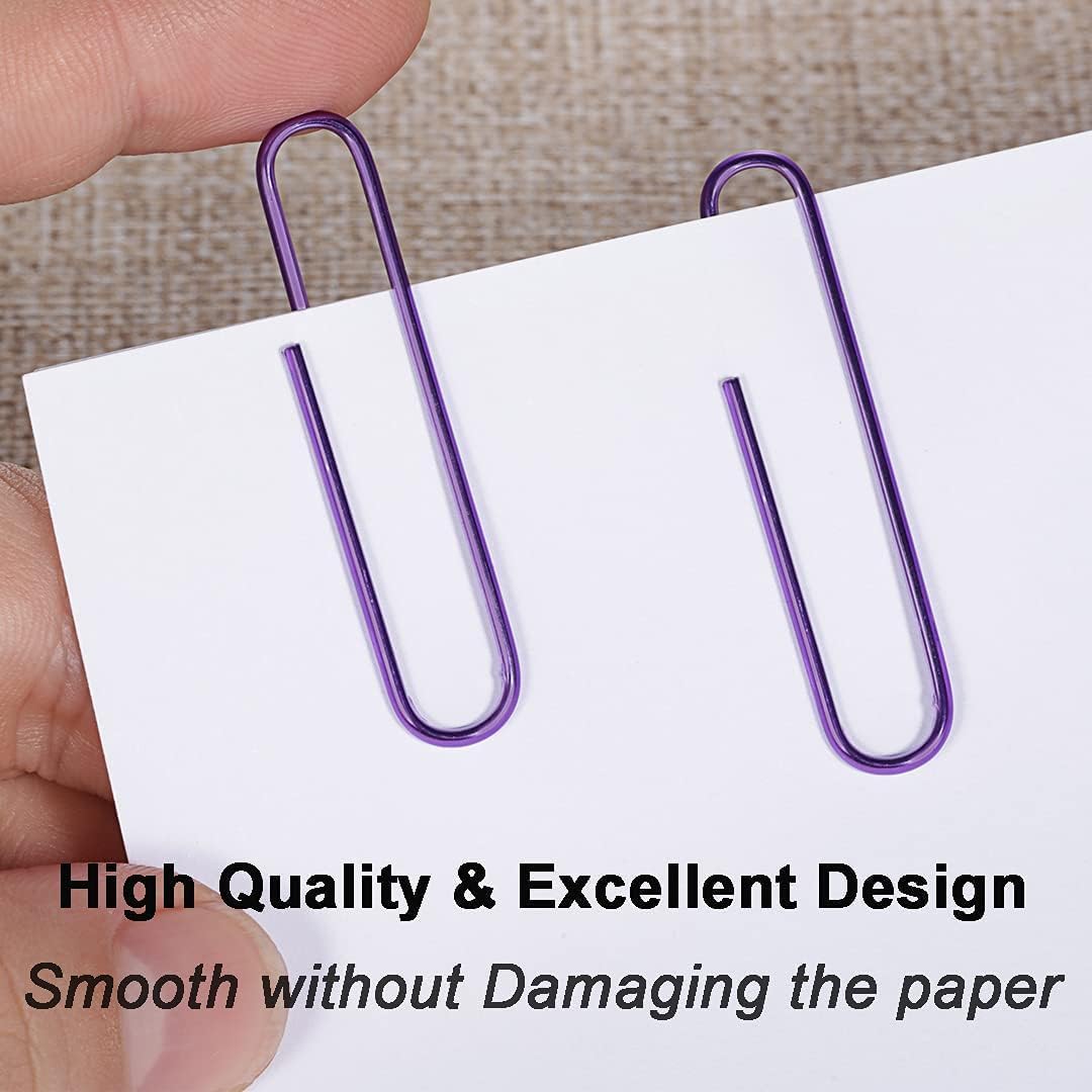 Vinaco Purple Paper Clips, 400PCS Medium & Jumbo (1.3 & 2 inch) Durable, Rustproof Coated Paper Clips for Office & School Document Organizing