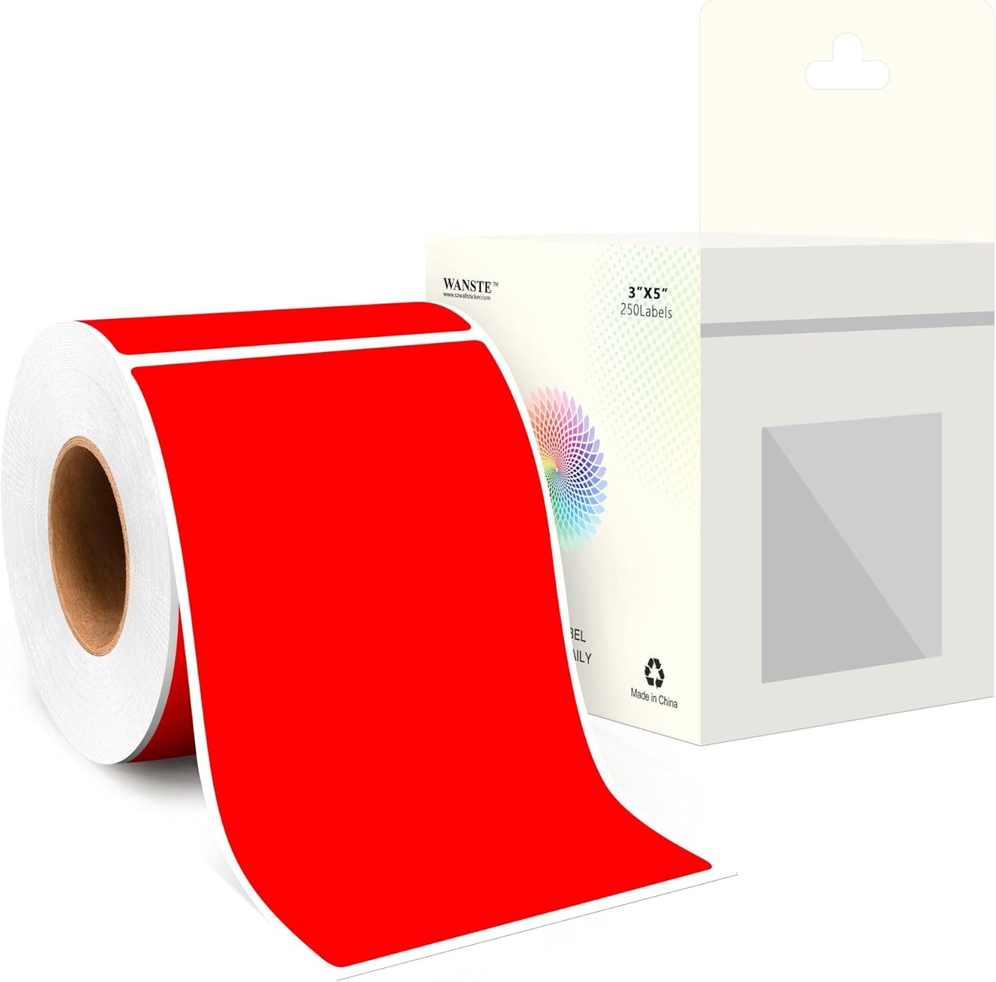 3 x 5 Inch 250Pcs Rectangle Color Coding Stickers,Strong Adhesion, Easy to Write for Organization,Inventory,Business Labeling,Red