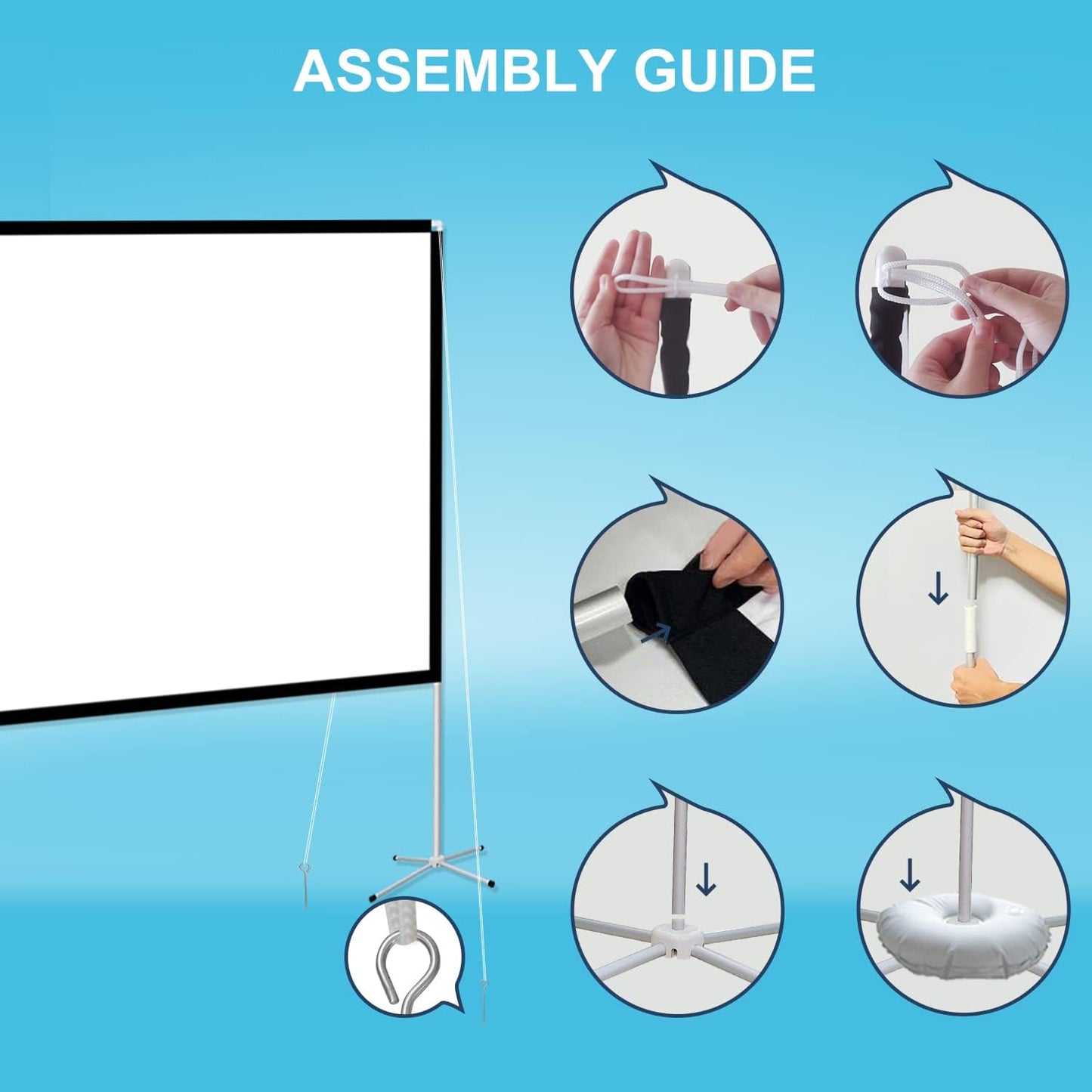 Portable Projector Screen Outdoor Movie: Foldable Rear 4K Projection Screens Stand for Camping Travel Backyard Video 100 inch