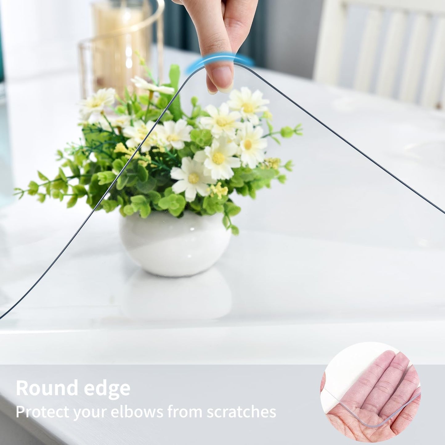 Clear Desk Mat, Non-Slip PVC Desk Protector Mat with Round Edge, Heat Resistant & Waterproof Clear Desk Writing Mat for Home and Office (27.6"*13.8")