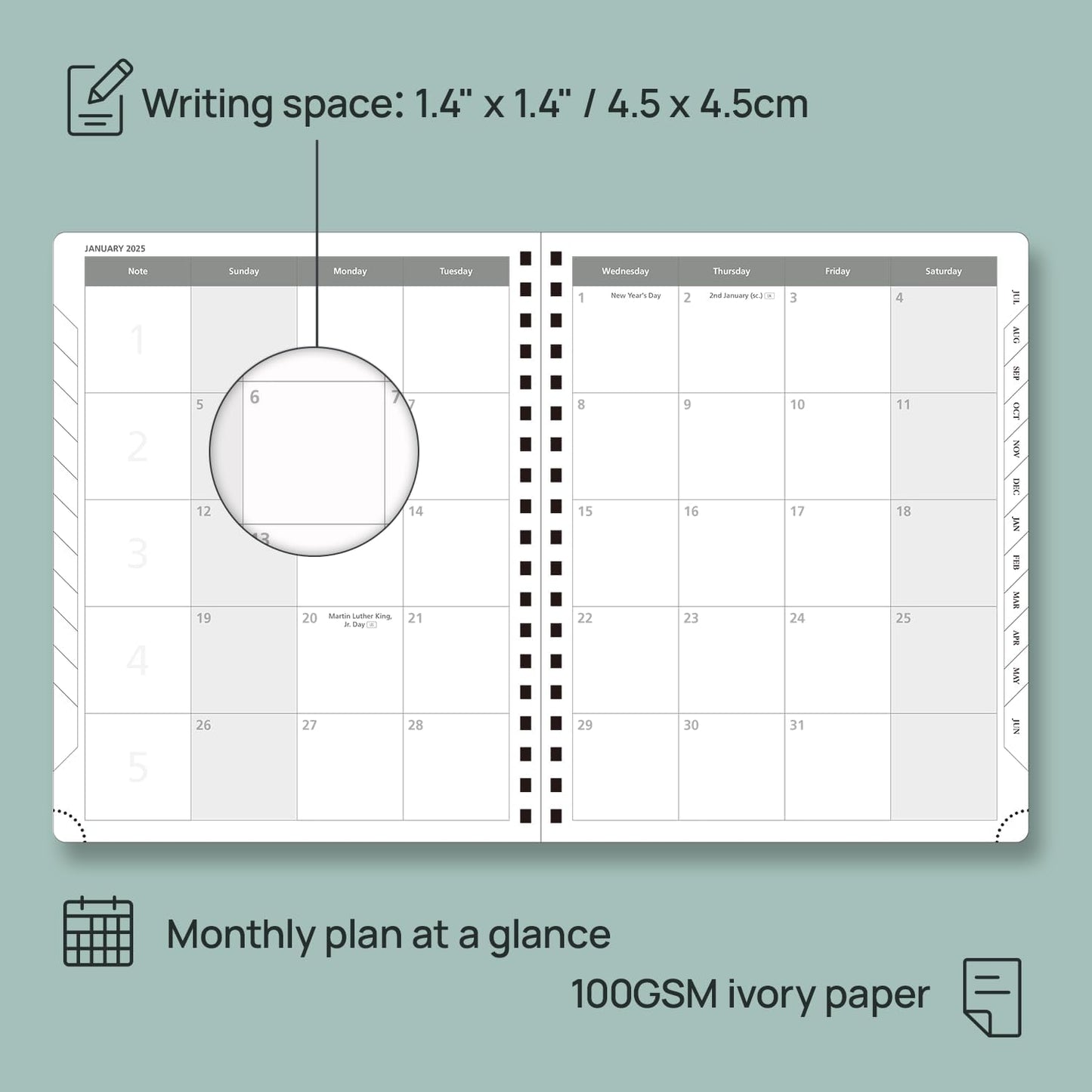 POPRUN Academic Planner 2025-2026 (July 2025-June 2026), Daily Weekly and Monthly Appointment Book (Wirebound Hard Cover - 10'' x 8'') with Hourly Time Slots, Tabs, 100 GSM - Orange