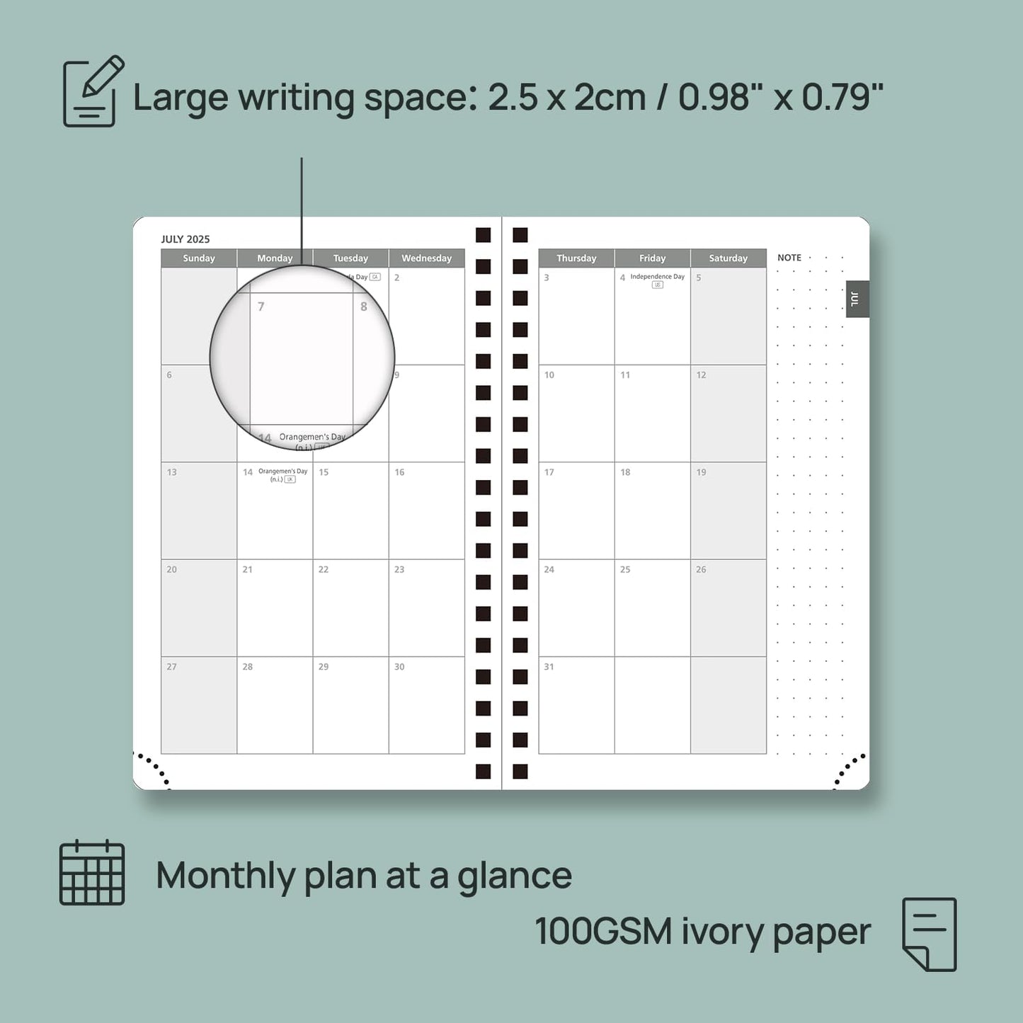 POPRUN Planner 2025-2026 Weekly Notebook (Pocket Size 4''x 6.25''), Small Academic Calendar for Purse with Spiral Soft Cover, Plastic Ruler, Inner Pocket, 100 GSM - Pink