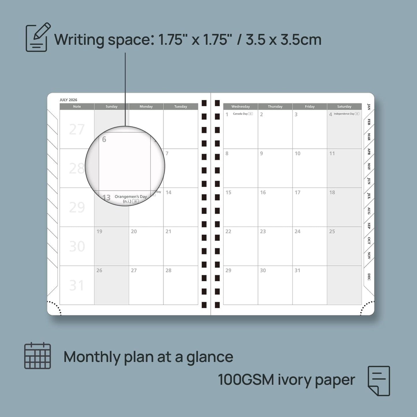 POPRUN 2026 Planner (Medium Size 8.5'' x 6.25'' Wire-Bound Hard Cover) Daily Weekly and Monthly Calendar - Agenda 2026 (Jan.2026-Dec.2026) with Hourly Schedule, Monthly Tabs - Burgundy