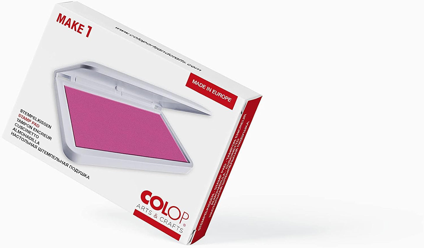COLOP Make Series, Ink Stamp Pads, with Non-Toxic Premium Ink, Water-Based Acid-Free (Shiny Pink, Make 1-1-15/16" x 3-1/2")