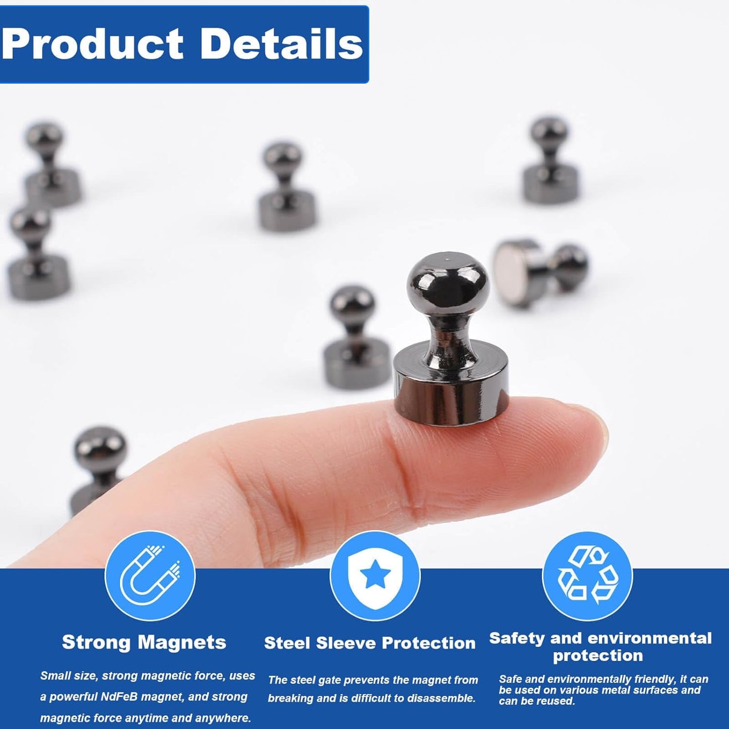 110Pcs Fridge Magnets Push Pin Magnets, Small Refrigerator Magnet s Rare Earth Magnet s for Magnetic Decorative, Strong Magnet s for Whiteboard, Classroom, Dry Erase and Locker