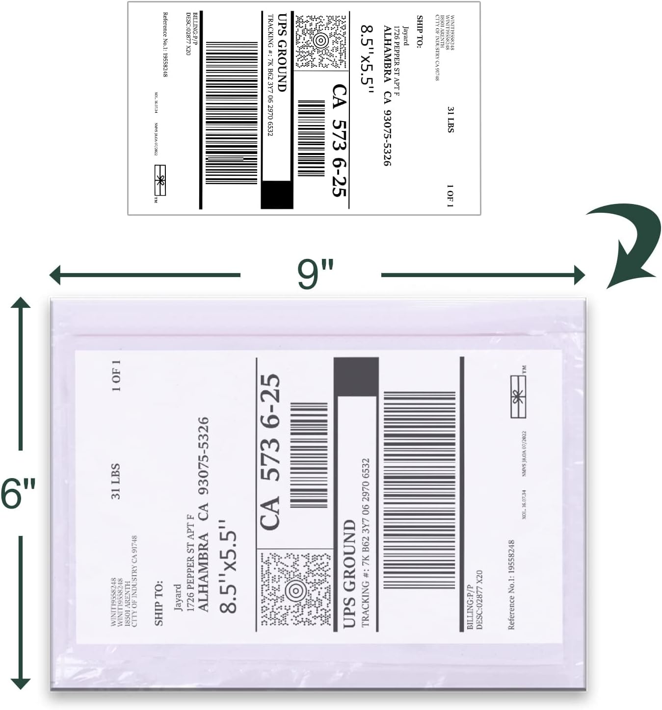 Clear Adhesive Top Loading Packing List Pouches 6'' X 9'', Shipping Label Sleeves, Packing Slip Envelopes (2000 Pack)