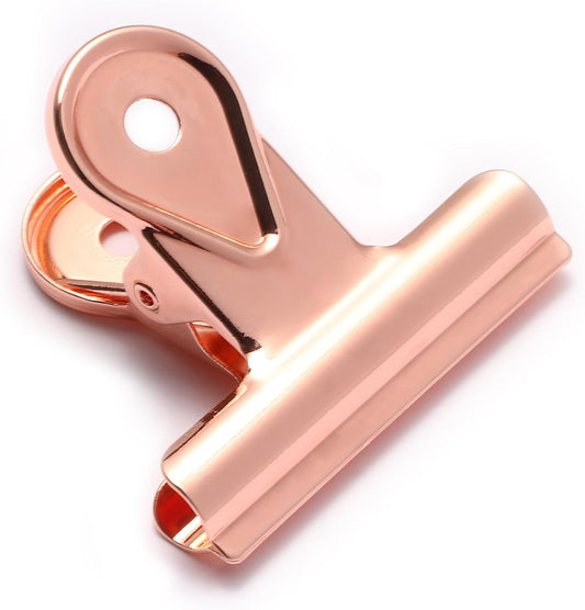 SIAMESE Bulldog Clips, 8 Pcs Binder Clips for Office & Kitchen, Multi-Purpose Binder and Food Bag Clamps for Sealing, Storage, Hanging (Rose Gold)