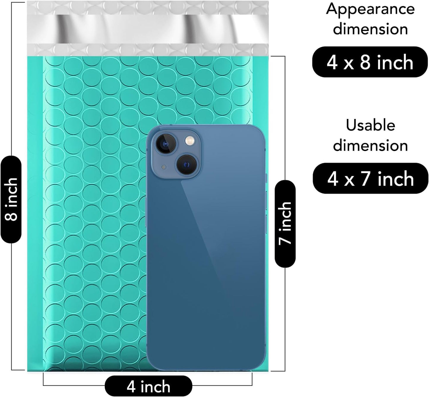Fuxury Teal Bubble Mailers 4x8" 4000 Pack, Waterproof Padded Envelopes Self Seal Bubble Envelopes, Padded Mailers for Small Business, Envelope Mailers Usable Size 4x7"