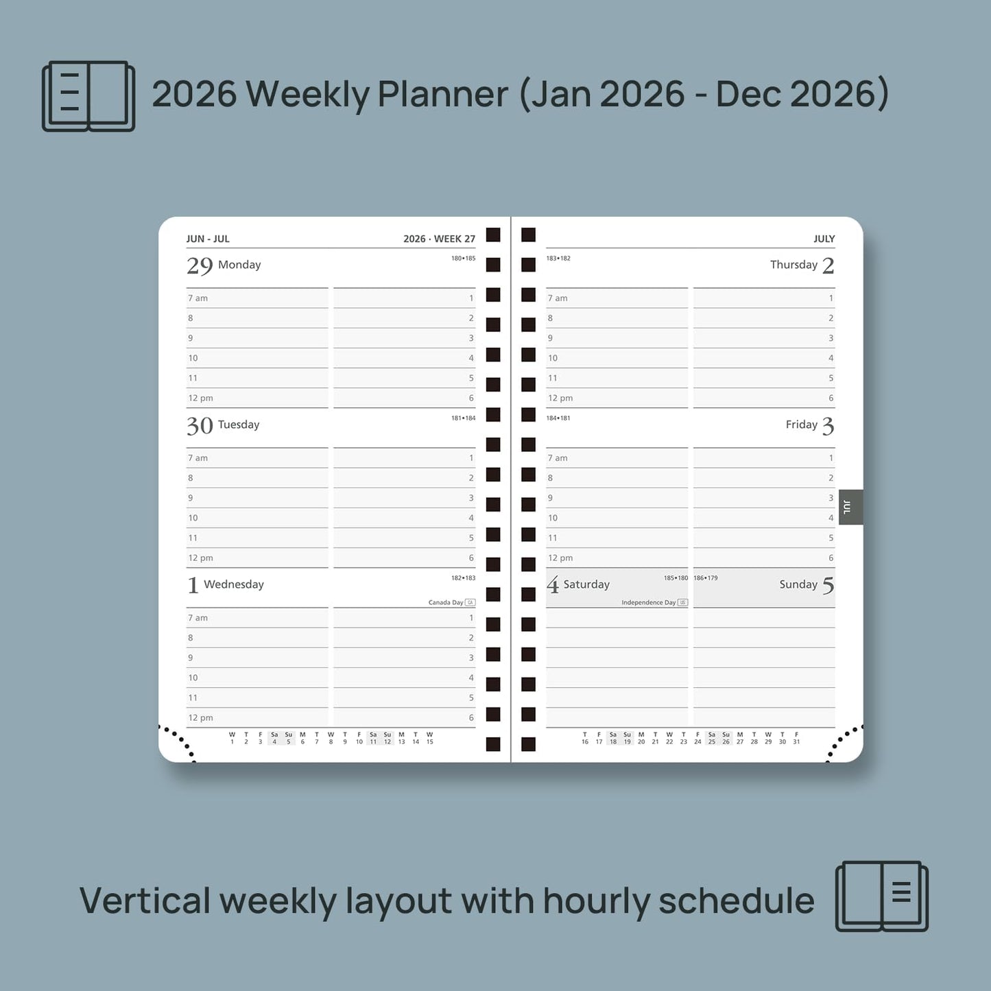POPRUN Pocket 2026 Planner (Small Size- 4'' x 6.25'') Weekly and Monthly for Purse - Calendar 2026 (Jan. 2026 - Dec.2026) with Soft Cover, Plastic Ruler - Night Sky Blue