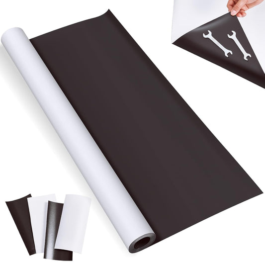 Amylove Blank White Surface Magnet Sheets 24 Inch x 10 Feet, 25 Mil Magnetic Roll Printable Flexible Vinyl Blank Magnetic Sign Sheet Safe for Vehicles DIY Craft Project