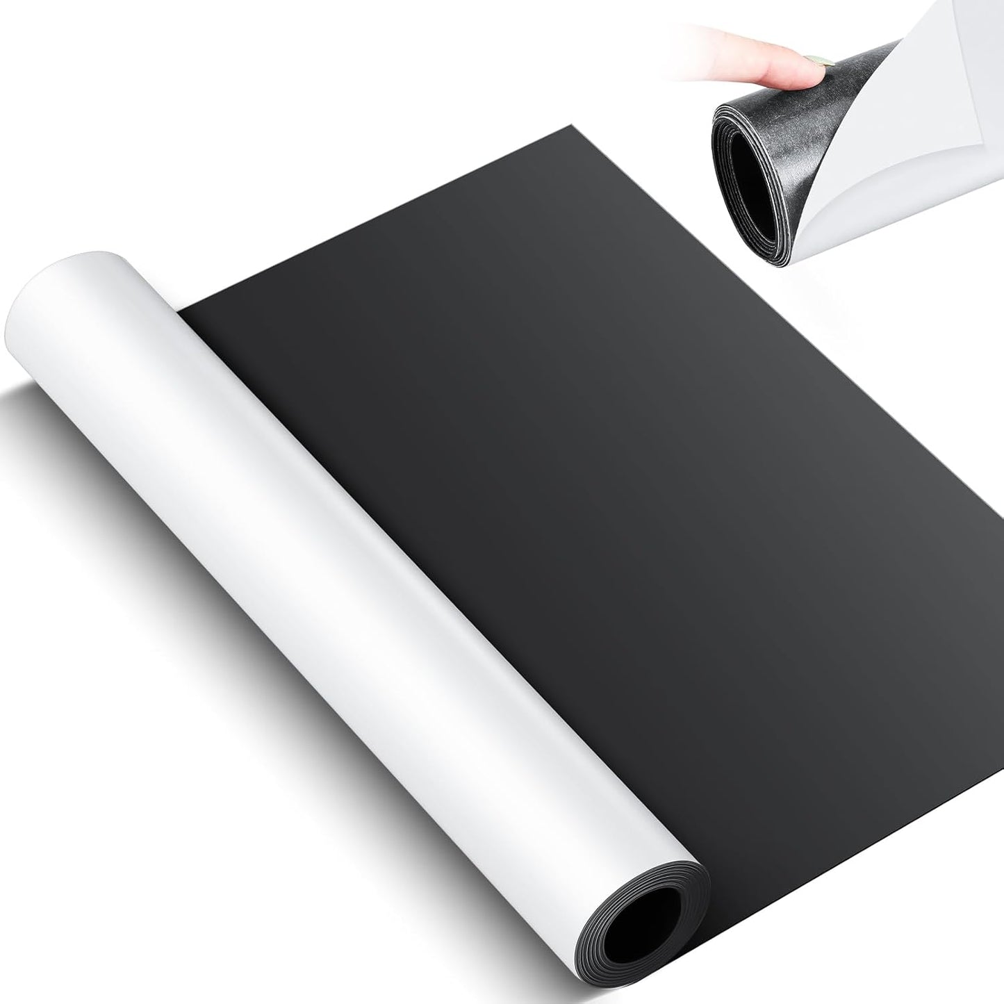 12 Inch x 5ft x 40mil Extra Large Adhesive Magnetic Sheet Roll Not Printable Adhesive Backing Cut and Customize Flexible Sheets Blank White Surface Magnetic Sign for Craft Photo Craft Office