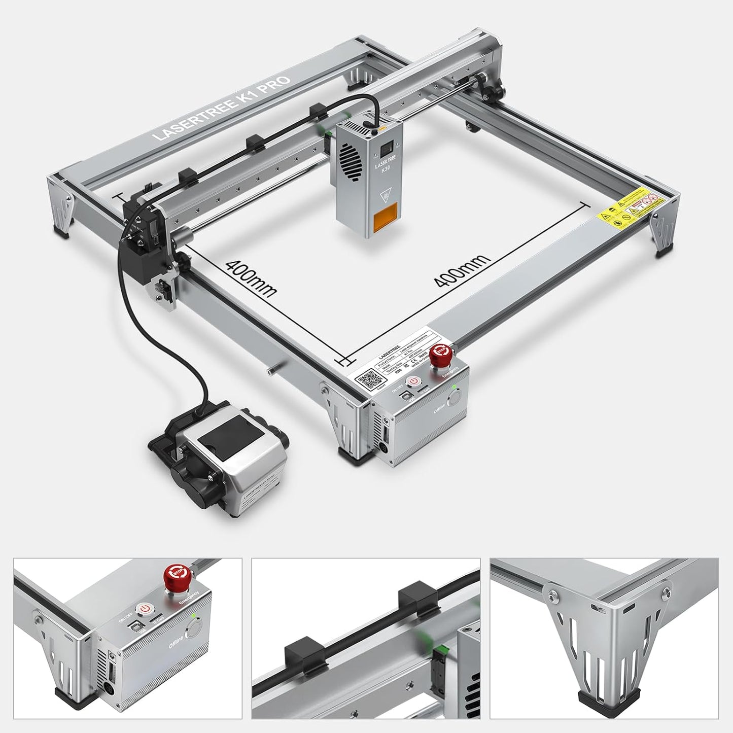 LASER TREE Laser Engraver Machine, 40000mW(40W+) Output Power Laser Cutter with Air Assist Pump Kit, High Precision Laser Cutter and Engraver for Wood and Metal, Paper, Acrylic, Glass, Class 4