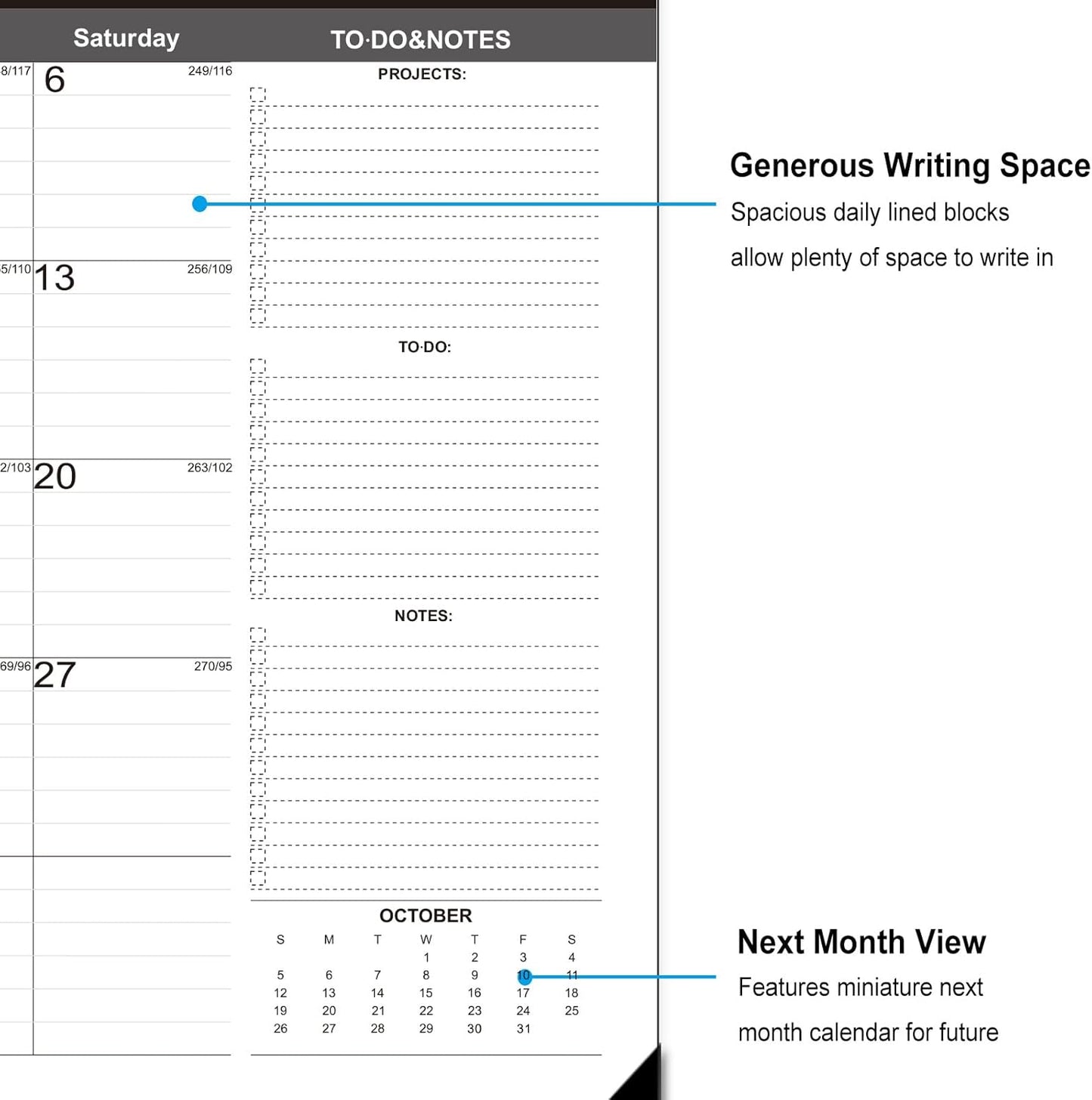 TOWWI Desk Calendar 2025-2026, Large Wall or Desktop Monthly Calendar for Daily Schedule, Office, Home - 16.7x11.6 inches (Black)