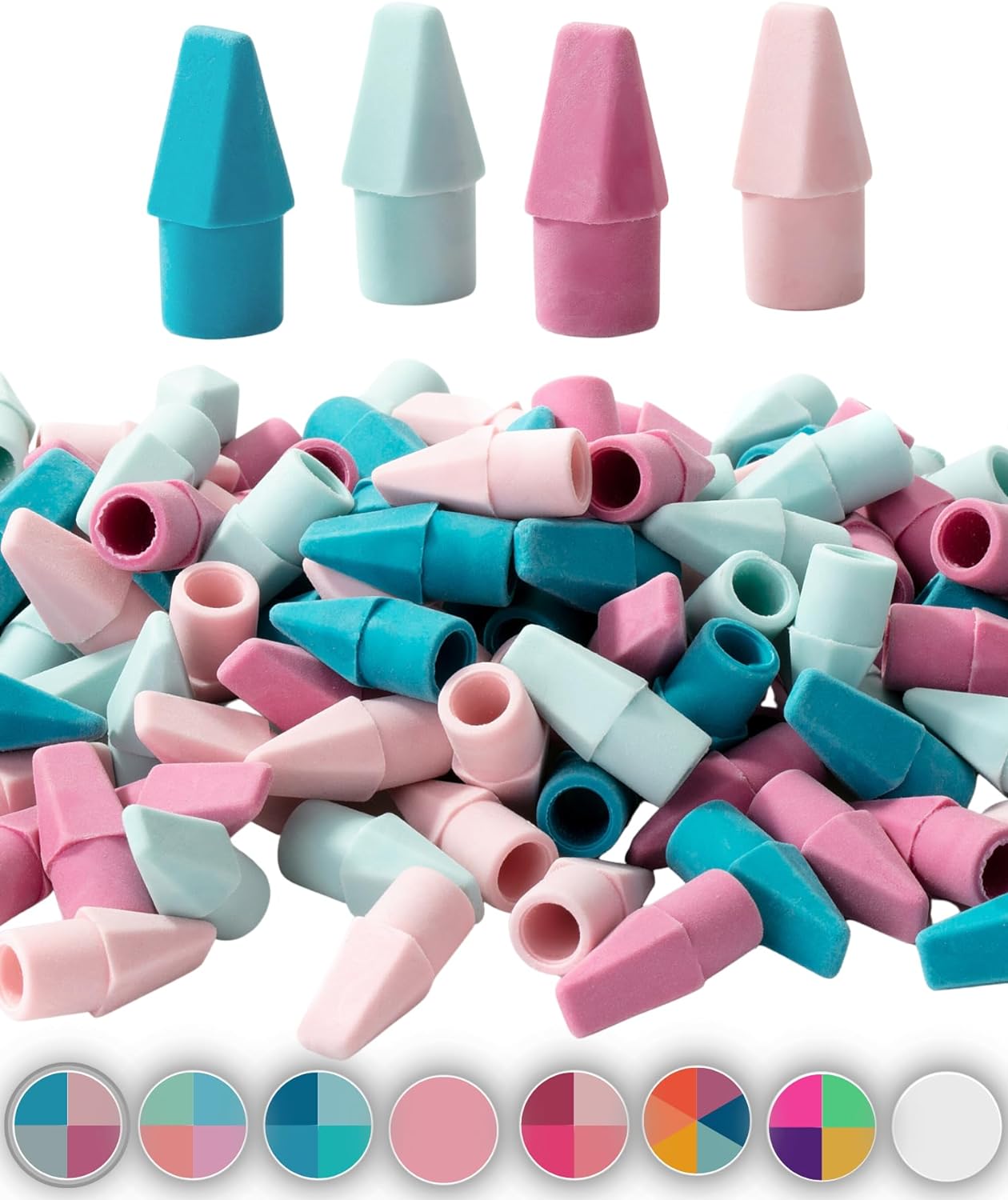Mr. Pen- Pencil Erasers Toppers, 120Pack, Muted Pastel Colors, Erasers for Pencil, Pencil Top Erasers, Back to School Supplies