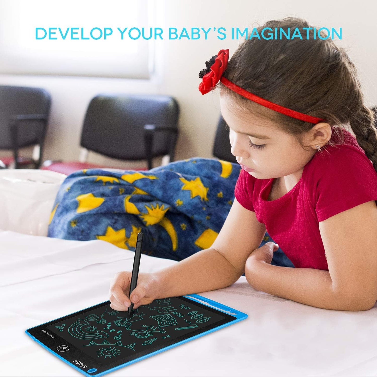 Mafiti LCD Writing Tablet 8.5 Inch Electronic Writing Drawing Pads Portable Doodle Board Gifts for Kids Office Memo Home Whiteboard Blue