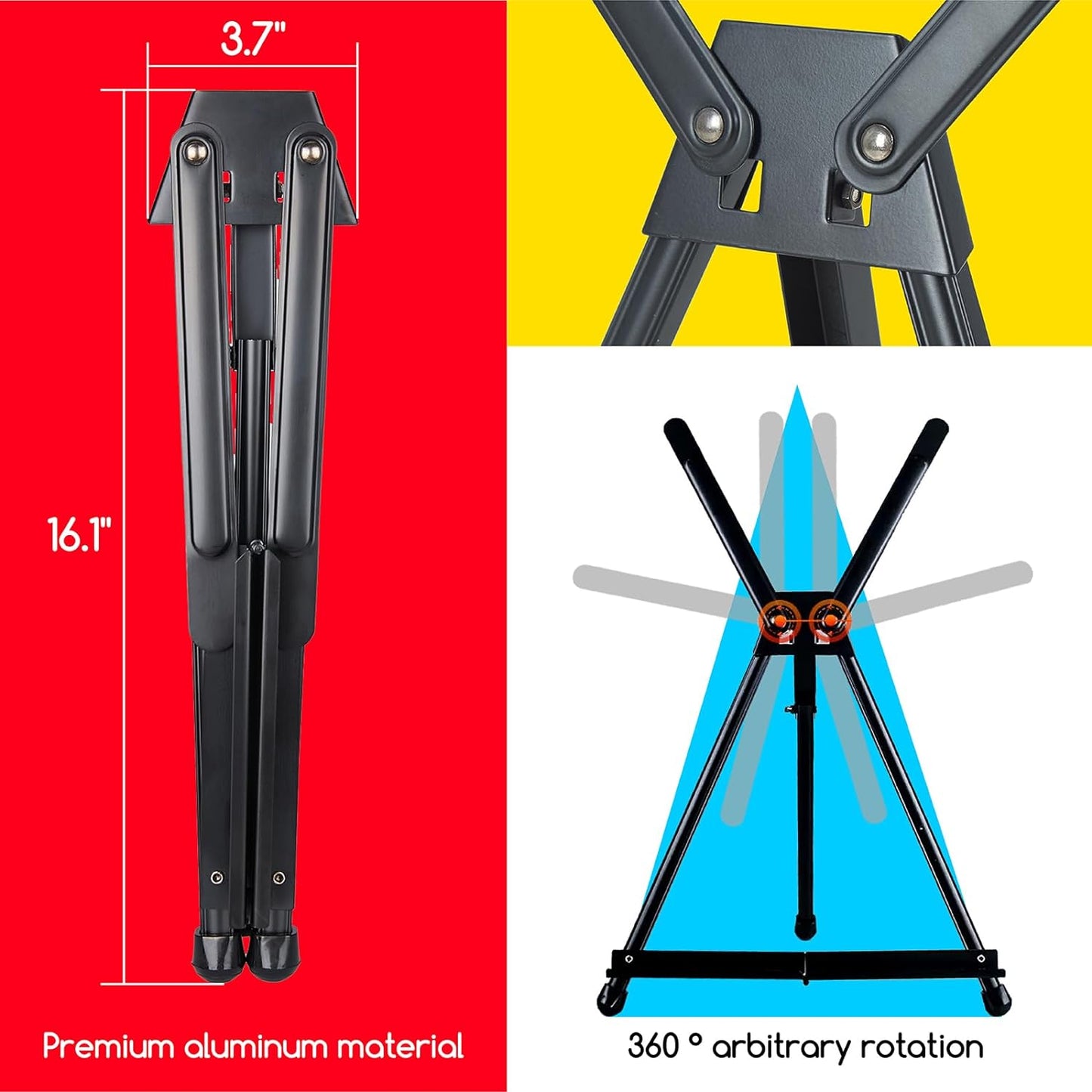 MEEDEN 10 Pcs Artist Tabletop Display Easel, Aluminum Tripod Easel for Painting, Collapsible Folding Frame Easel, Portable Lightweight Table Top Easel Stand, Hold Canvas Up to 24" x 30"