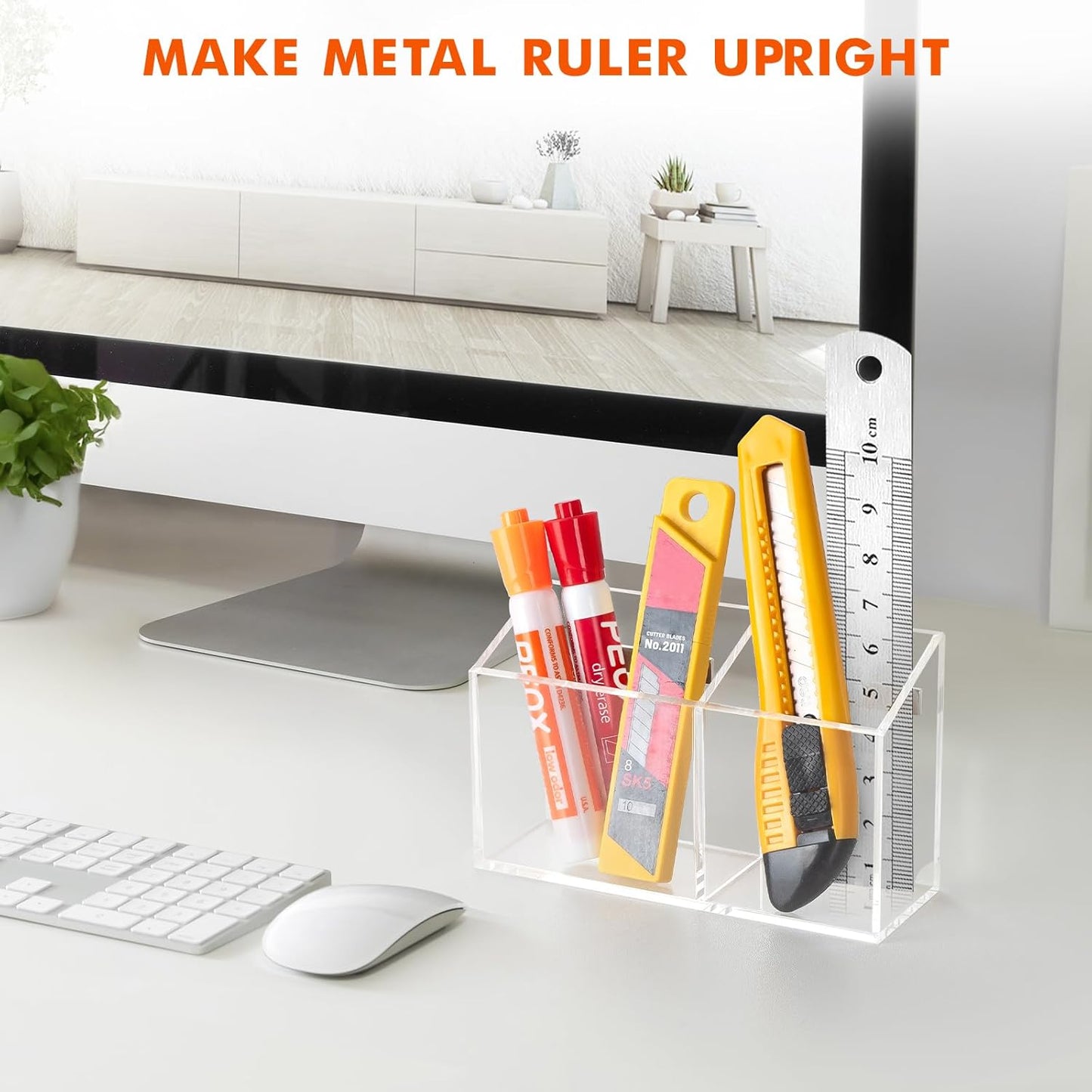 BEYGORM Magnetic Dry Erase Marker Holder for Whiteboard,Non-slip Acrylic Magnet Pen Holder for Fridge Refrigerator,Locker Organizer for Work,Locker Accessories,Pencil Cup for Desk,Marker Organizer