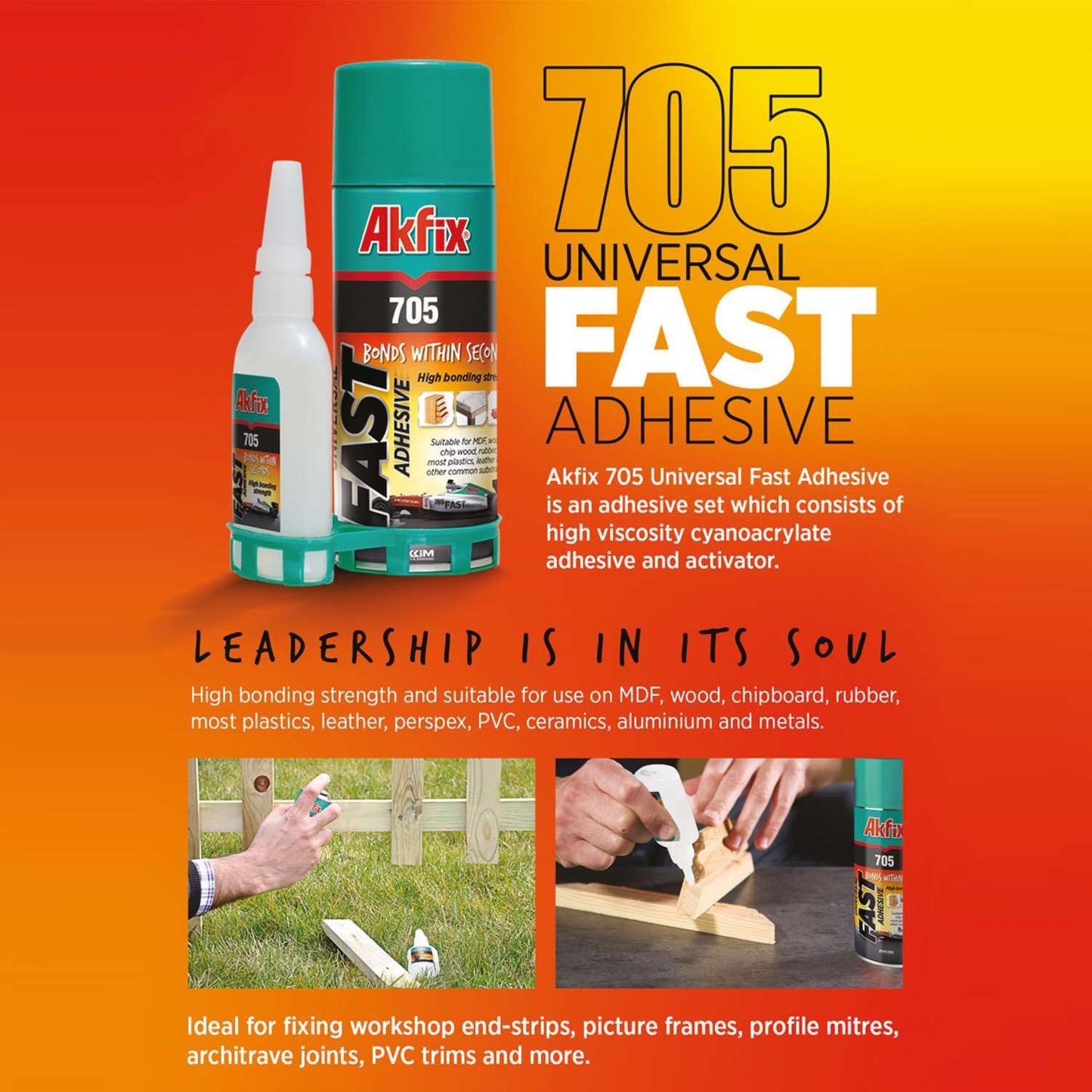 Akfix 2-Pack 400ml 705 Fast Adhesive CA Glue (3.50 oz.) with Activator (13.50 fl oz.) Clear Super Glue Adhesive and Accelerator Spray - 2 Pack
