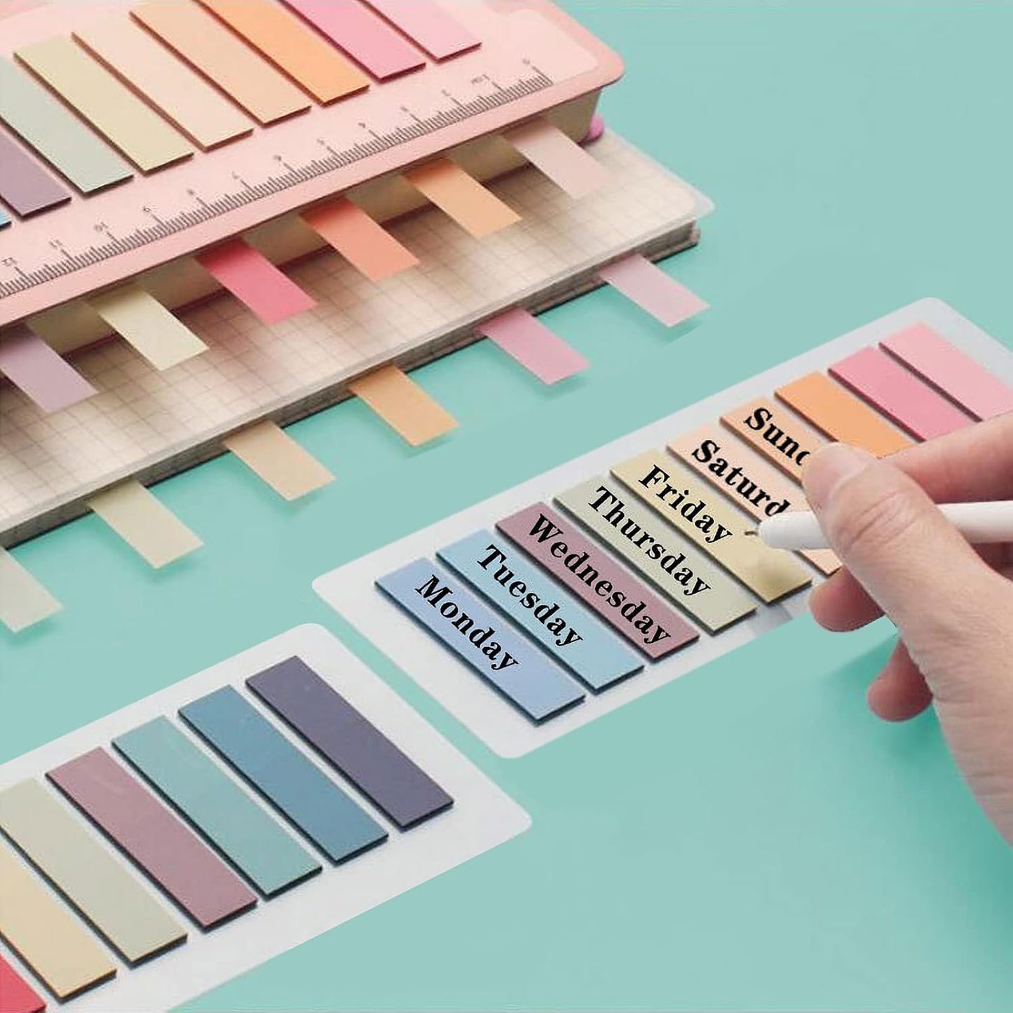 ELII 600 Pcs Page Markers Sticky Index Tabs,Transparent Sticky Notes,Morandi Book Page Tabs, Writable and Repositionable Flag Tabs Stickers
