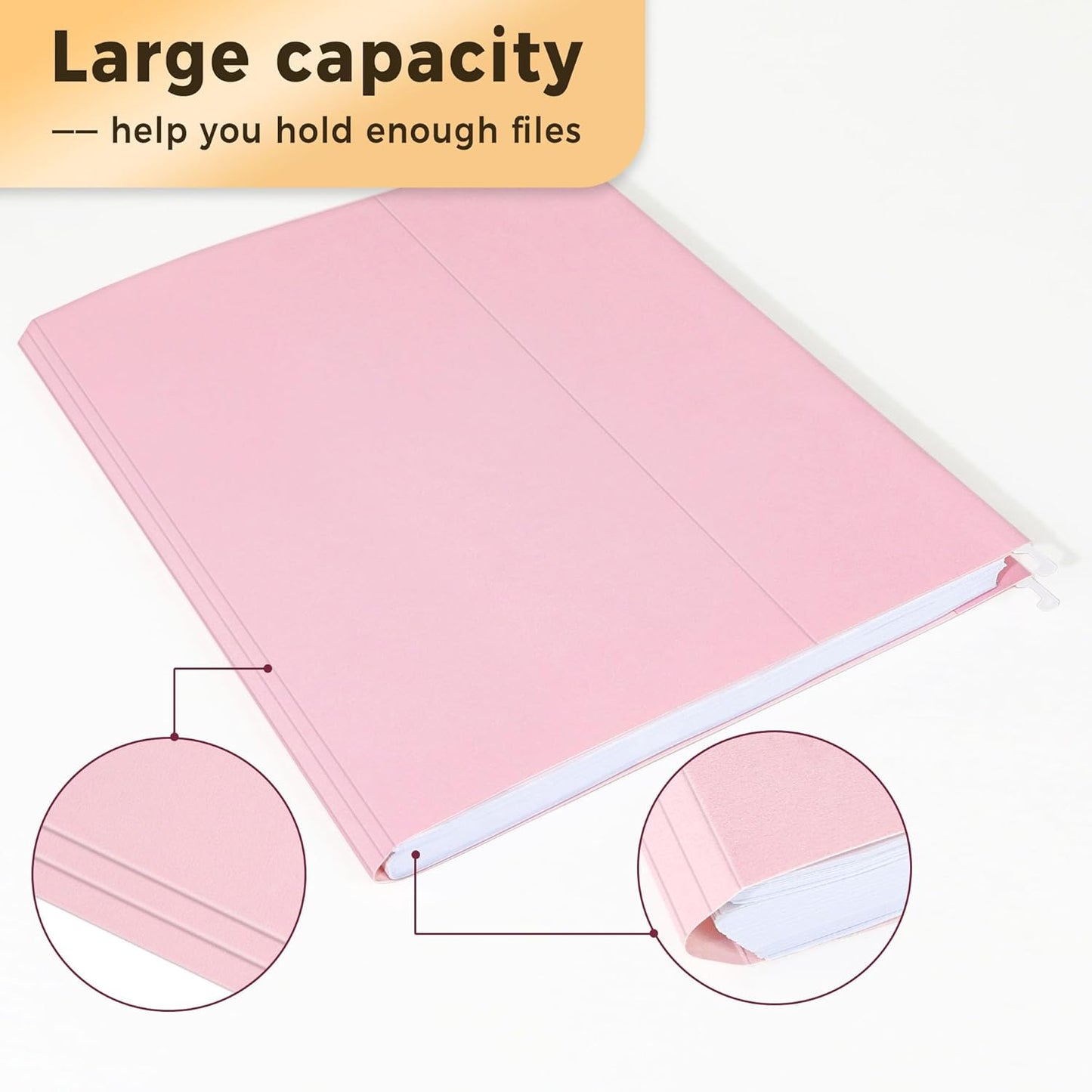 SUNEE 25 Pack Hanging File Folders, Pink Folders, Hanging File Folders Letter Size with 1/5-cut Tabs, Stay Organized for Your Home and Office Bulk File and Documents