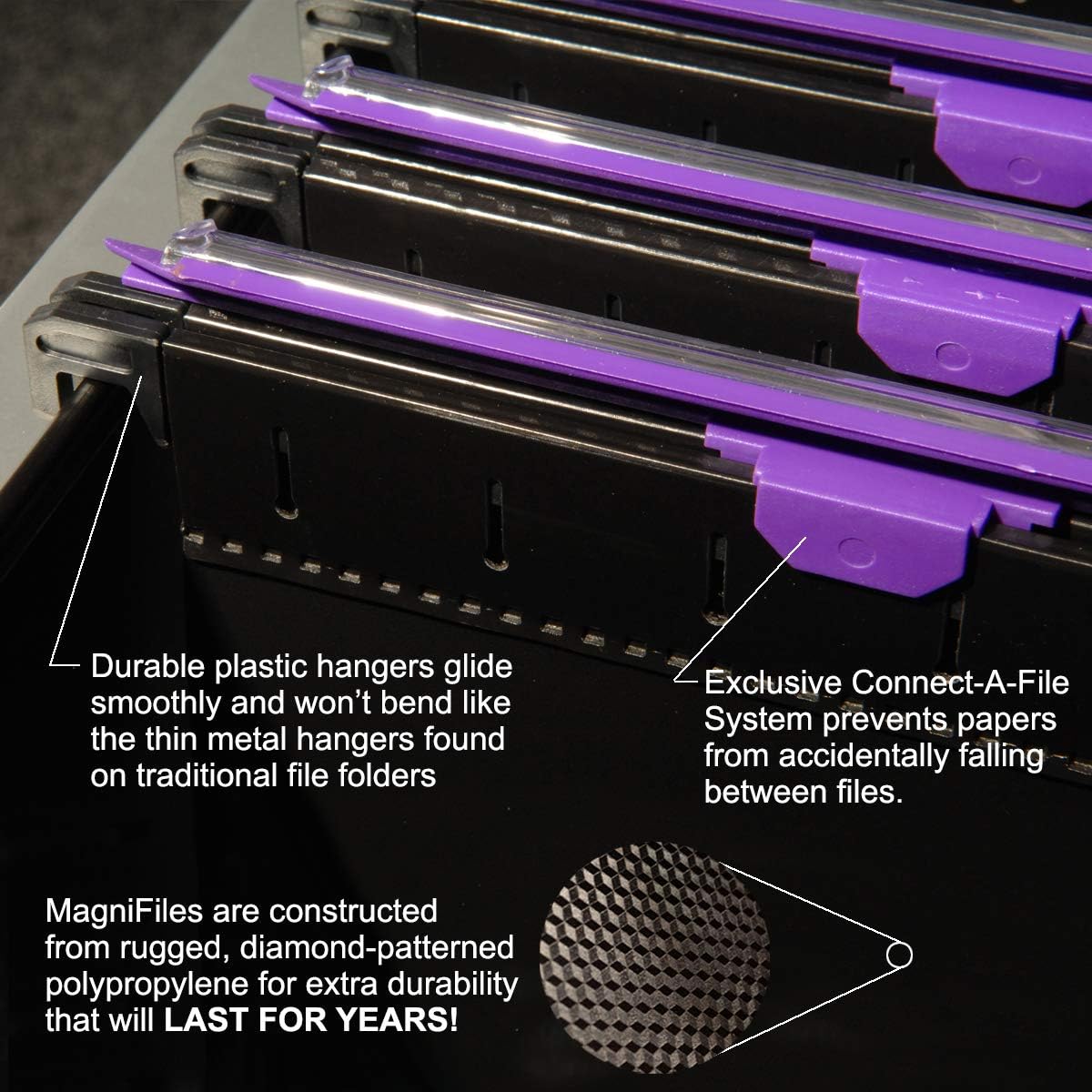 Ultimate Office MagniFile Hanging File Folders V Base Letter Size with 11 inch Magnified Indexes That Double The Size of Your File Titles to Find Files Fast. (Set of 5 Assorted)