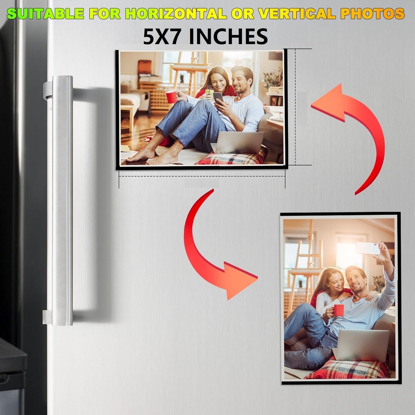 Bulk Magnetic Picture Frame 5X7 for Refrigerator-50 Pack,Black Photo Magnets Sleeves for Teachers