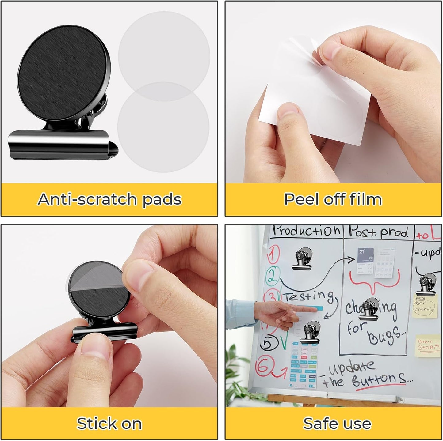 48 Pack Magnetic Clips, Refrigerator Magnets Fridge Magnets, Black Magnet Clips for Whiteboard, Clip Magnets for Photo Displays, Home, Office,Classroom
