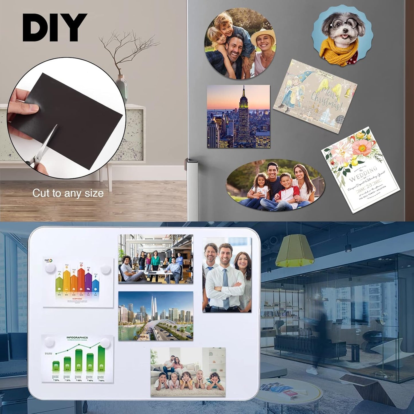 Magnet Sheets with Adhesive Backing for 4x6 Pictures(Bulk Pack of 96 Pieces),Adhesive Photo Magnets for Home/Classroom/Office,Flexible Magnets for Refrigerator