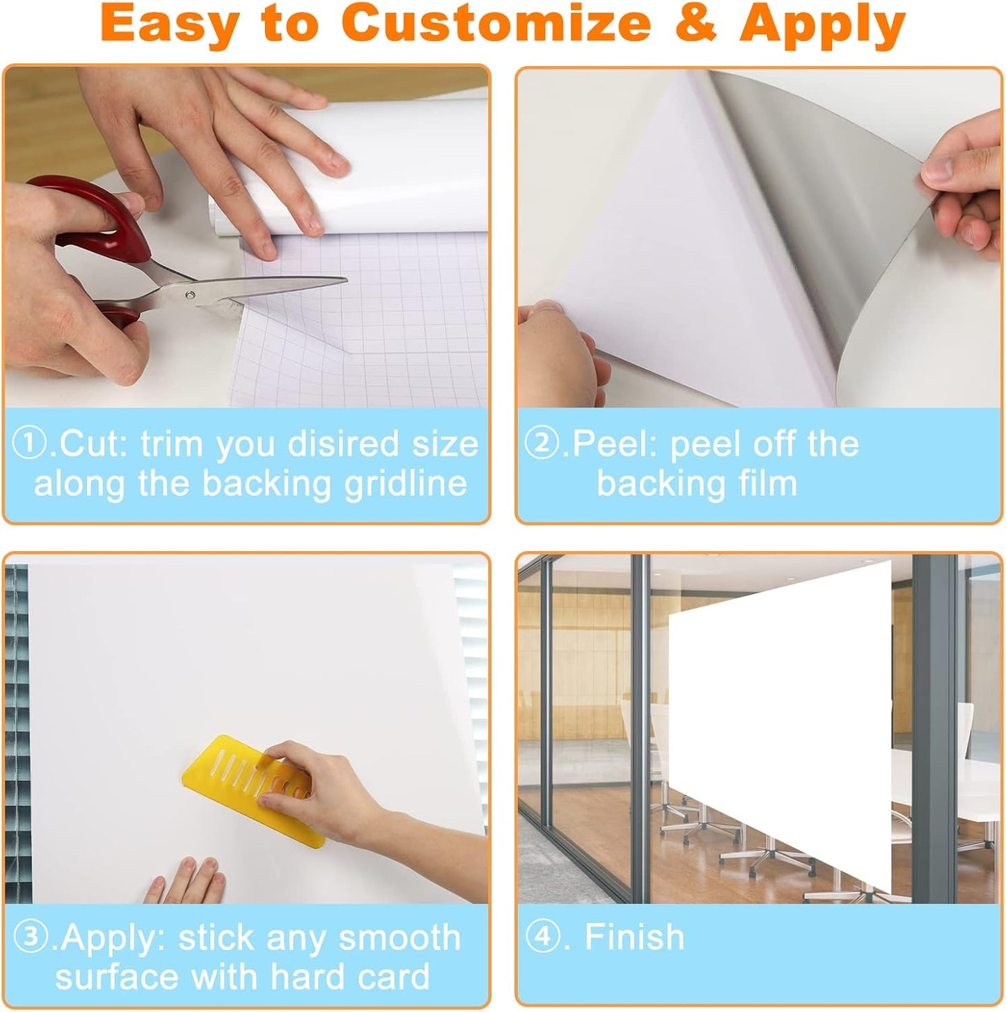 Nortix White Board Paper for Wall, Whiteboard Contact Paper, Dry Erase Peel and Stick Wallpaper Stain-Proof Dry Erase Wall Decal, 1 Piece (4x6ft)