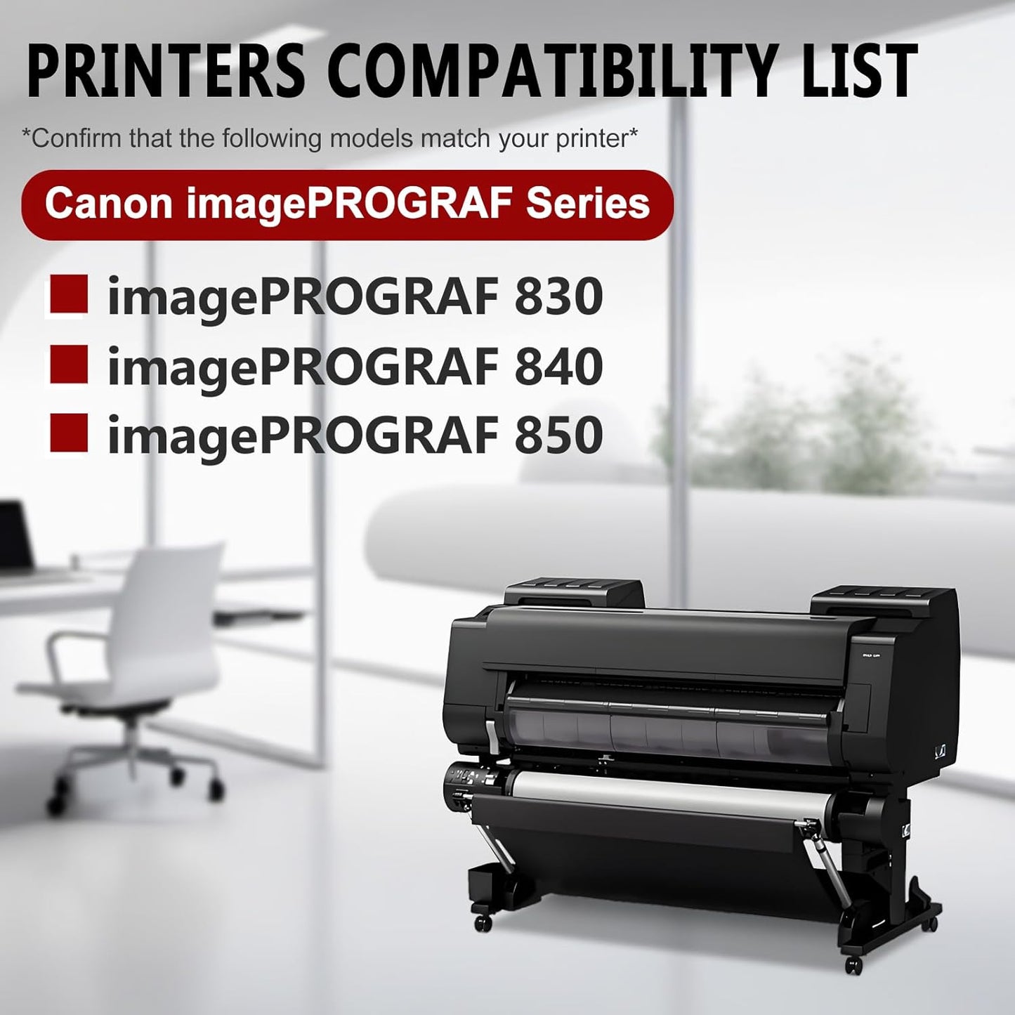 PFI-707 Ink Cartridge PFI707 Ink Tank Compatible with Canon imagePROGRAF PF830, iPF840, iPF850 CAD Plotters 700 ML (1-Pack, Matte Black)