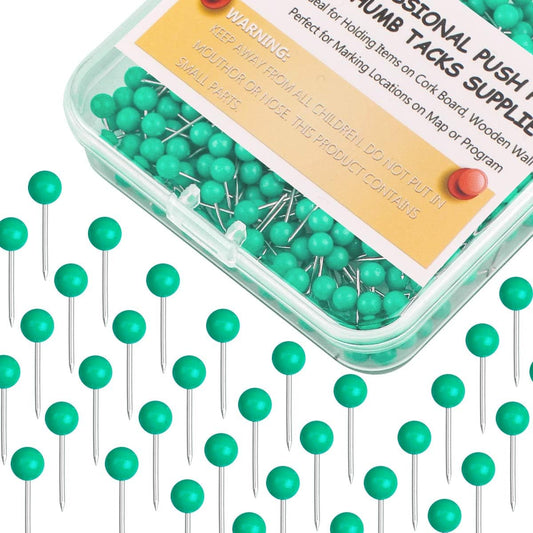 Map Tacks 1/8-Inch Assorted Color Beads Head Map Marking Push Pins,500-count (Green)